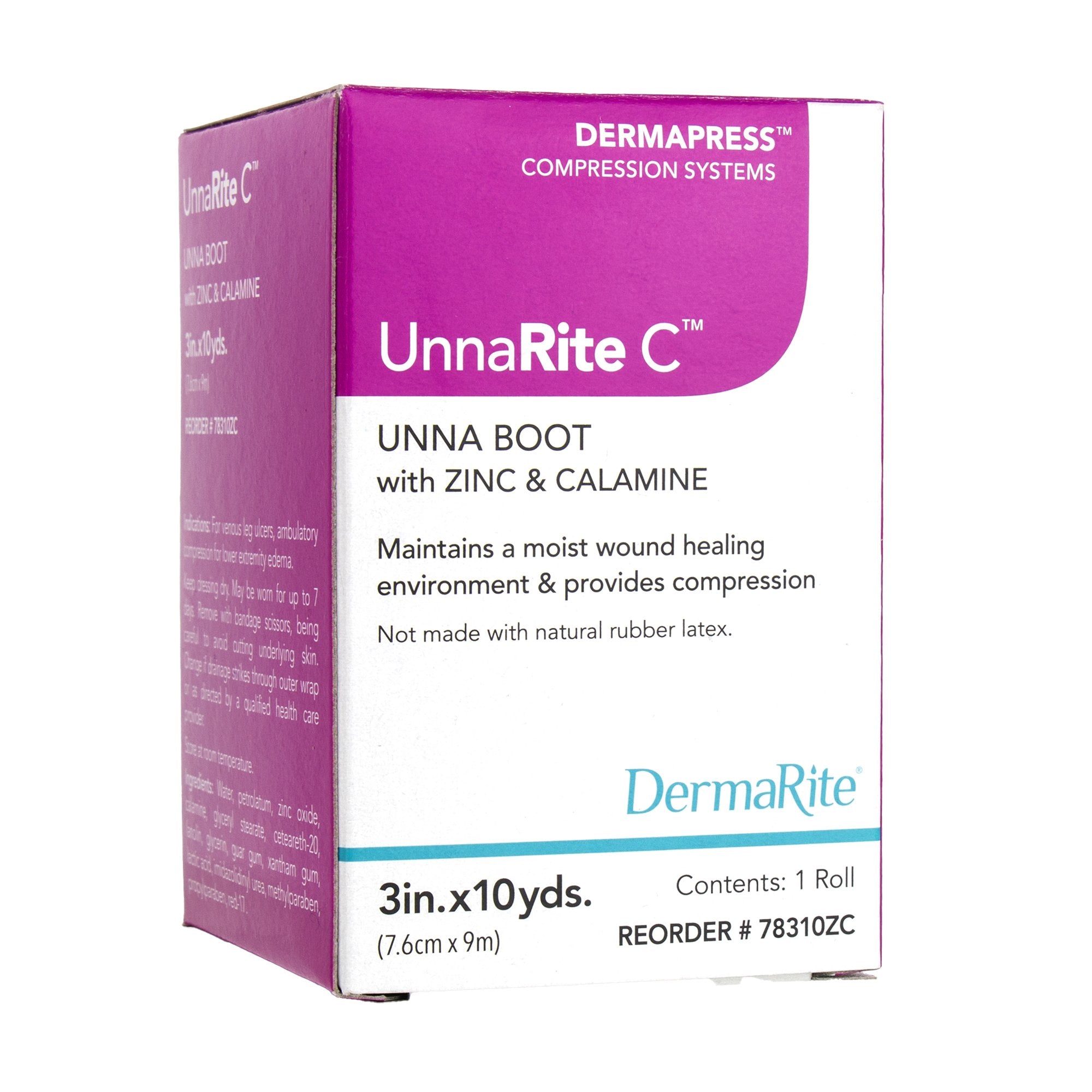 Unna Boot UnnaRite C Zinc Oxide / Calamine 3 Inch X 10 Yard, Packaging Type- Box