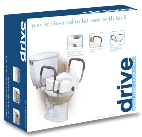 Raised Toilet Seat With Lock & Alum Removeable Arms   All Care Store