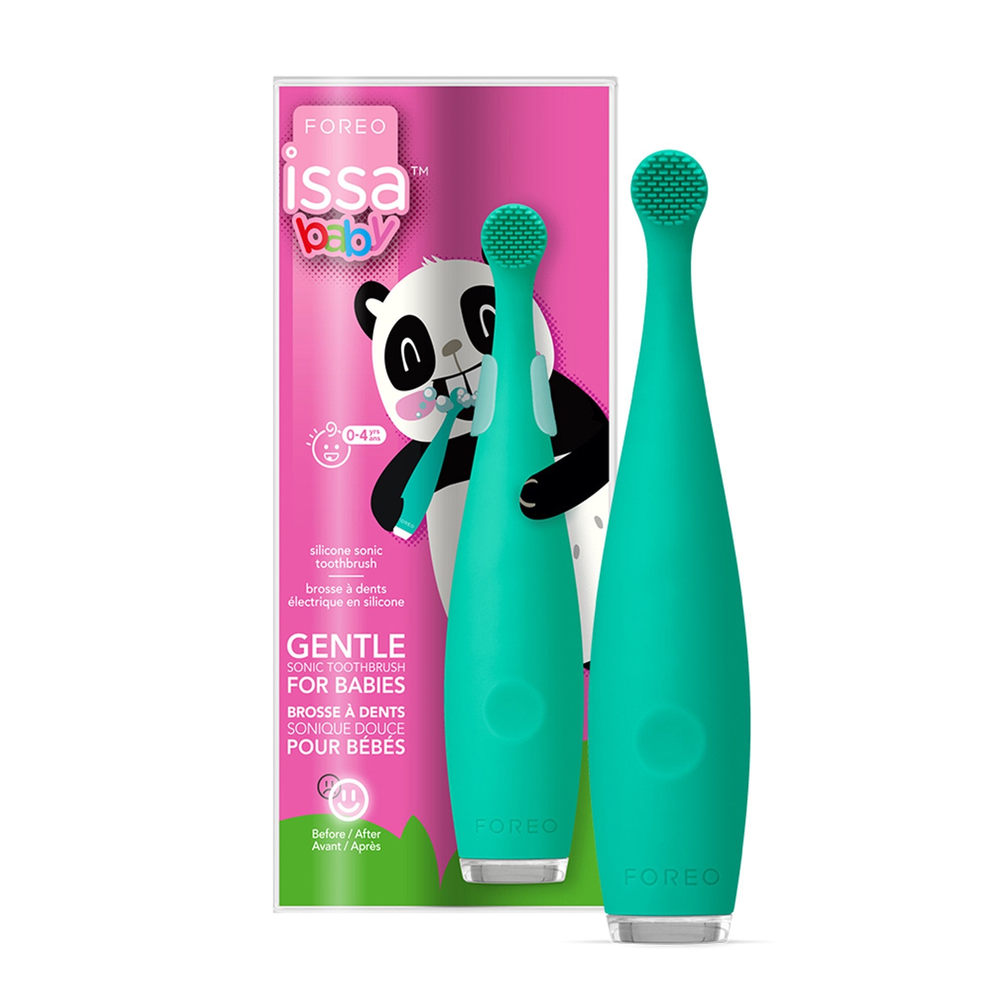 Sonic Toothbrush ISSA baby Kiwi Green Panda Ages Birth to 4 Years Silicone