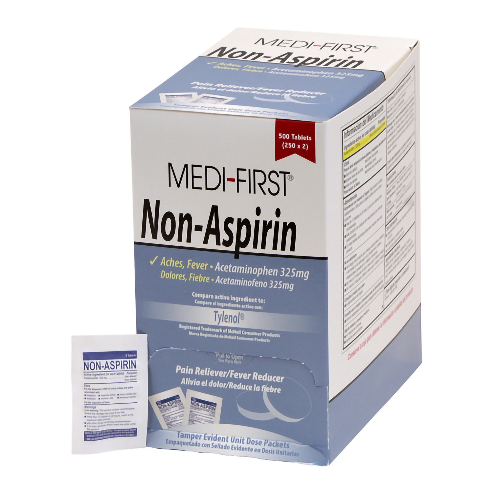 Pain Relief Medi-First 325 mg Strength Acetaminophen Tablet 250 per Box, Packaging Type- Box