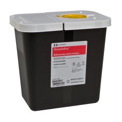 RCRA Waste Container SharpSafety Black Base 10 H X 10 1/2 W X 7 1/4 D Inch Horizontal Entry 2 Gallon