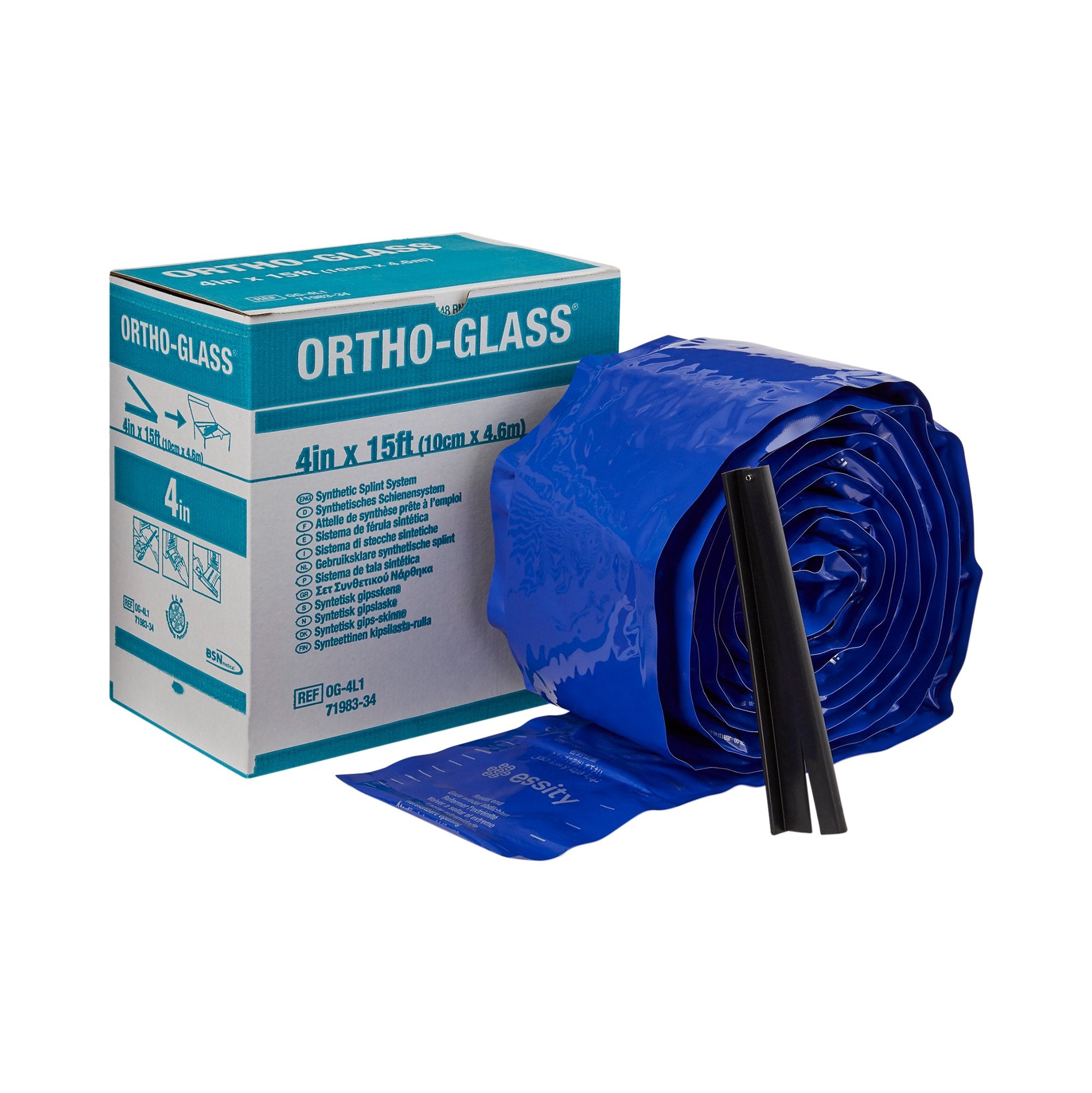 Padded Splint Roll ORTHO-GLASS 4 Inch X 15 Foot Fiberglass White, Packaging Type- Case