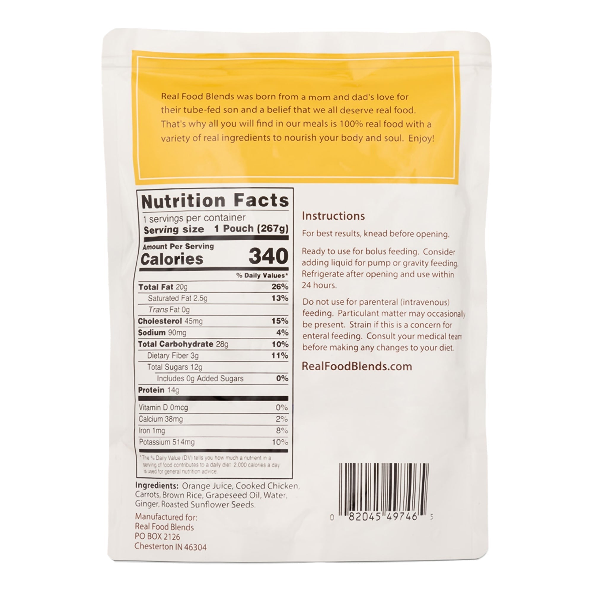 real food blends orange chicken carrots brown rice puree for tube feeding real food blends tube feeding formula mk979850ea