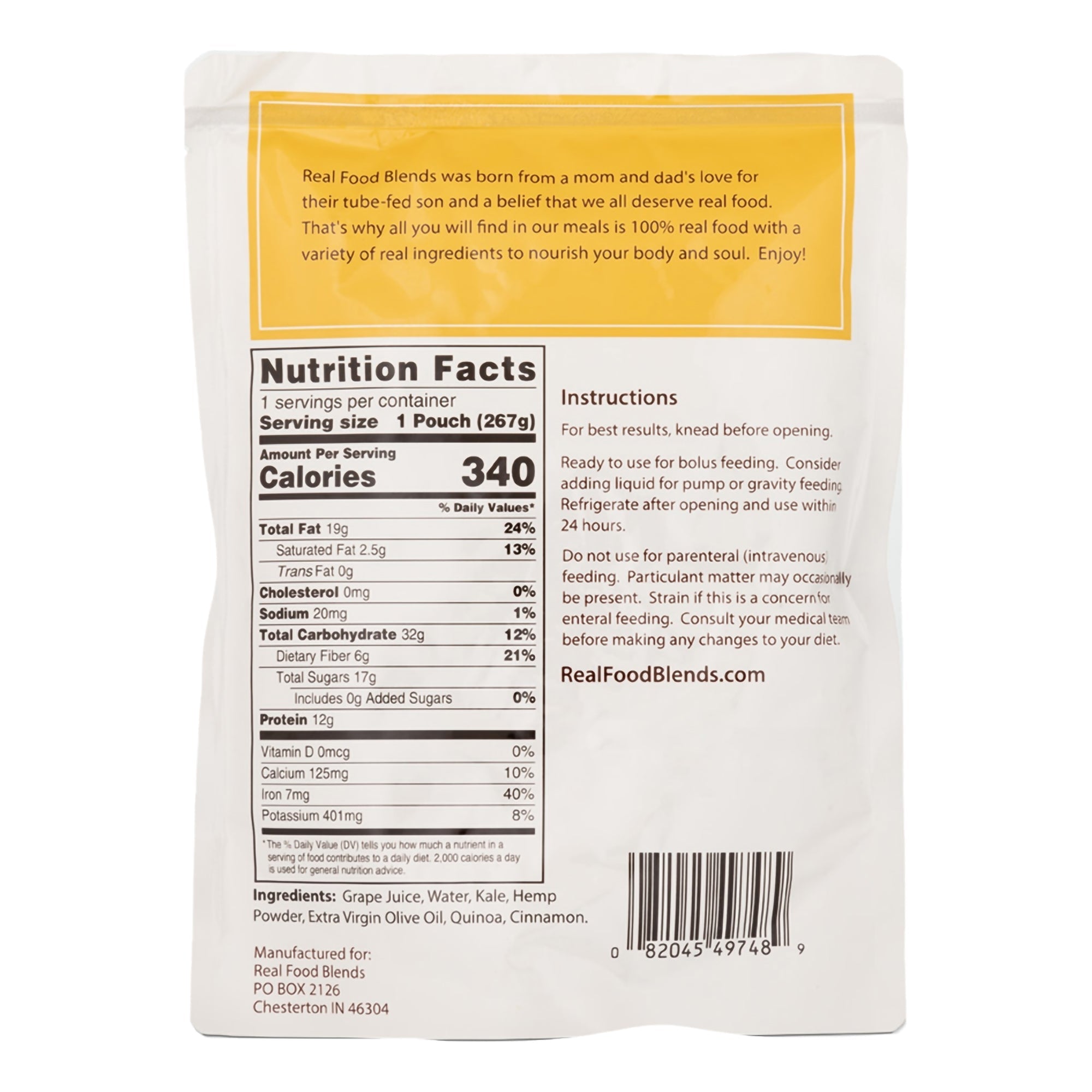 real food blends quinoa kale hemp pureed food blend for tube feed 9 4 ounce real food blends tube feeding formula mk979852ea