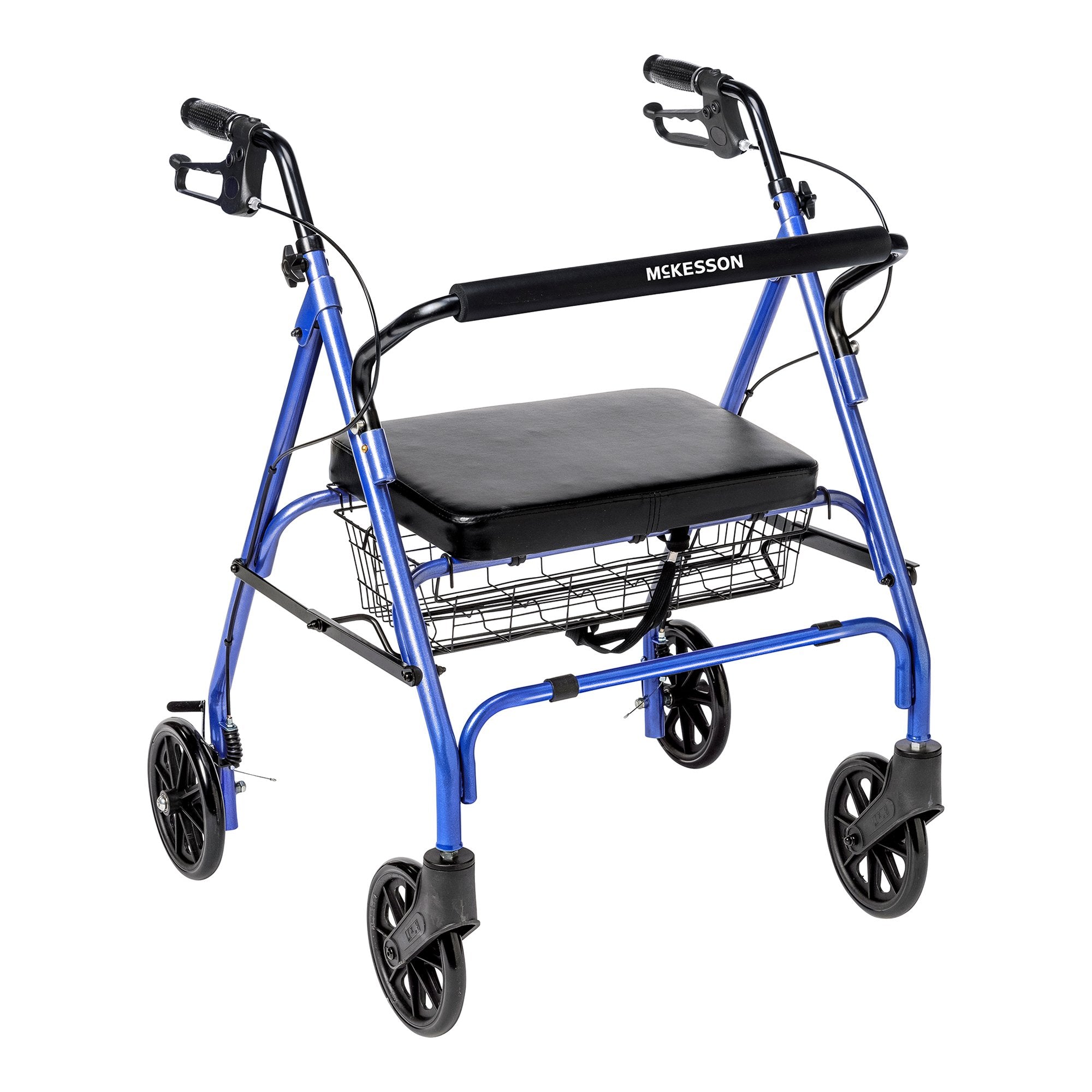 Bariatric 4 Wheel Rollator McKesson Blue Adjustable Height / Folding Steel Frame, Packaging Type- Case