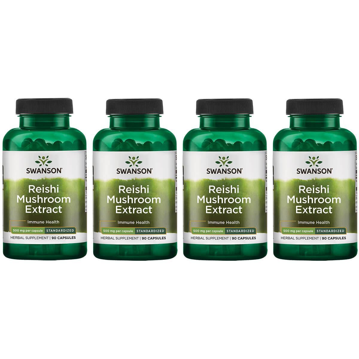 Reishi Mushroom Extract   Standardized 500 Mg 90 Caps 4 Pack