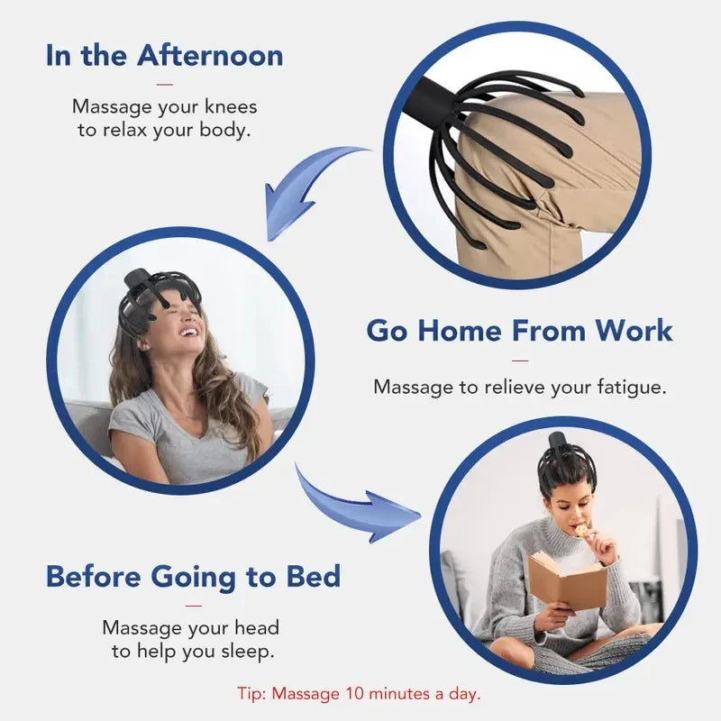 relieve tension stress with this electric head massager octopus scratcher perfect for deep relaxation fatigue relief