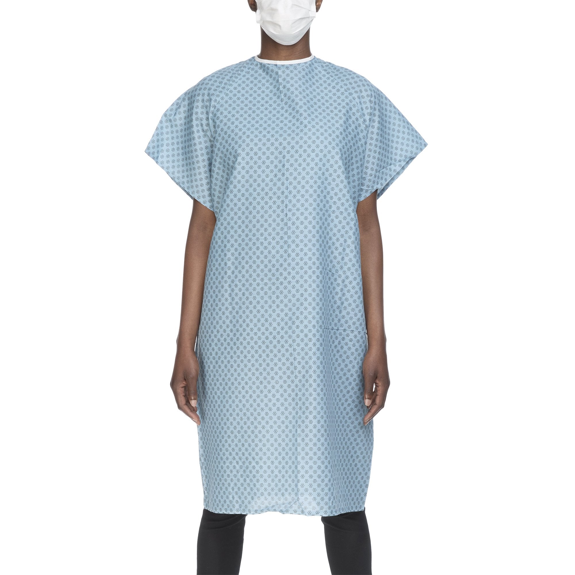 Patient Exam Gown One Size Fits Most Blue / White Print Reusable