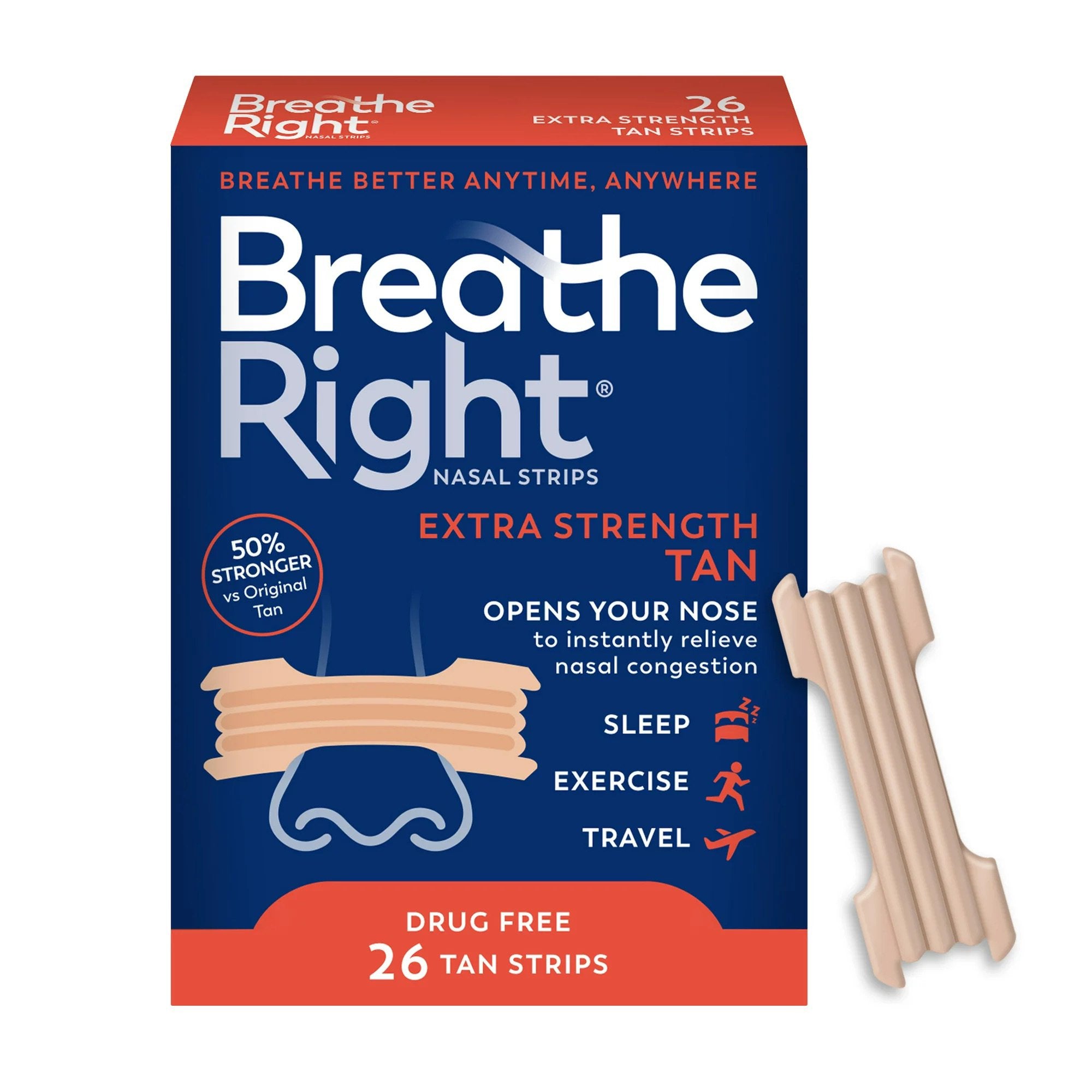 Allergy Relief Breathe Right® Extra Strength Nasal Strip 26 per Box