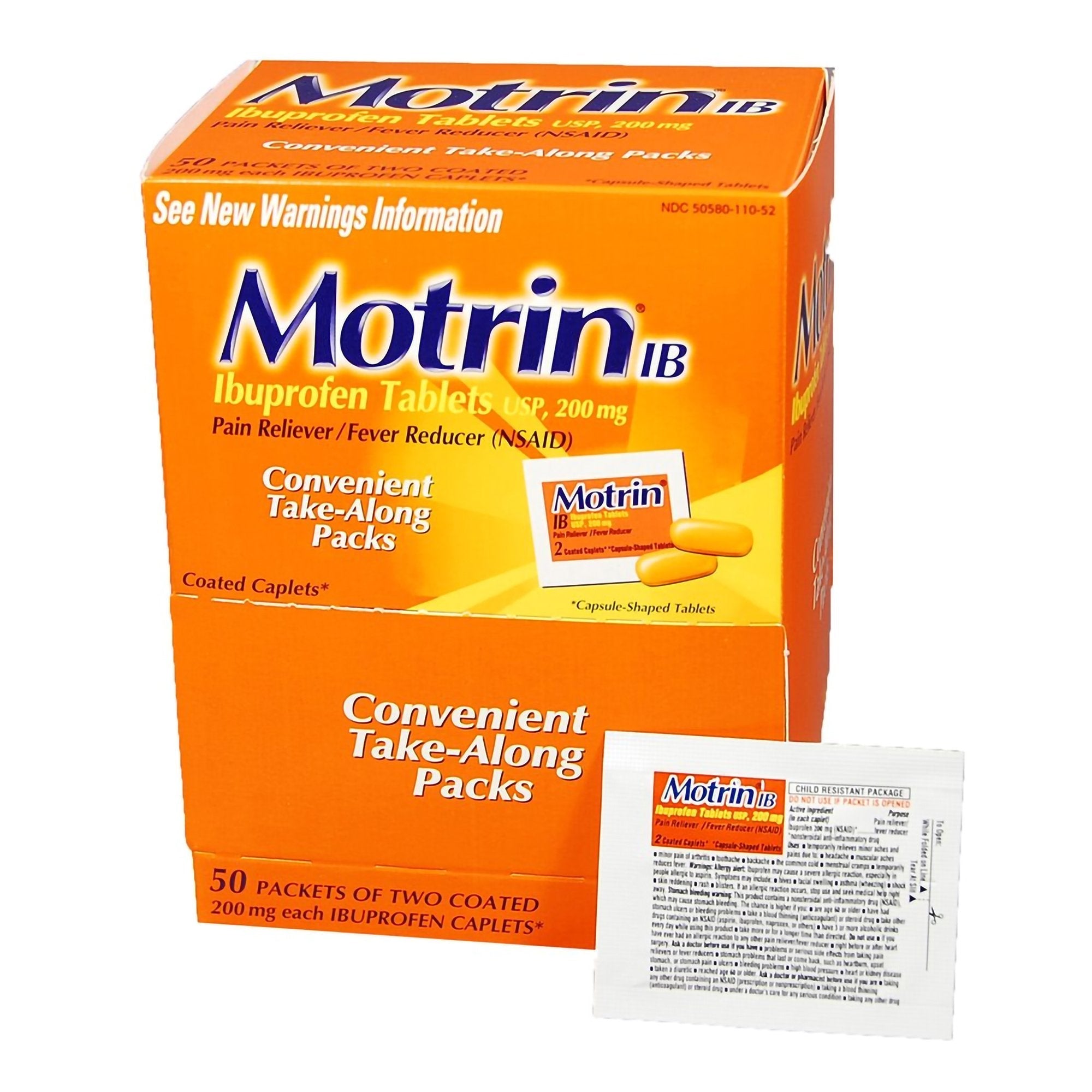 Pain Relief Motrin IB 200 mg Strength Ibuprofen Caplet 50 per Box