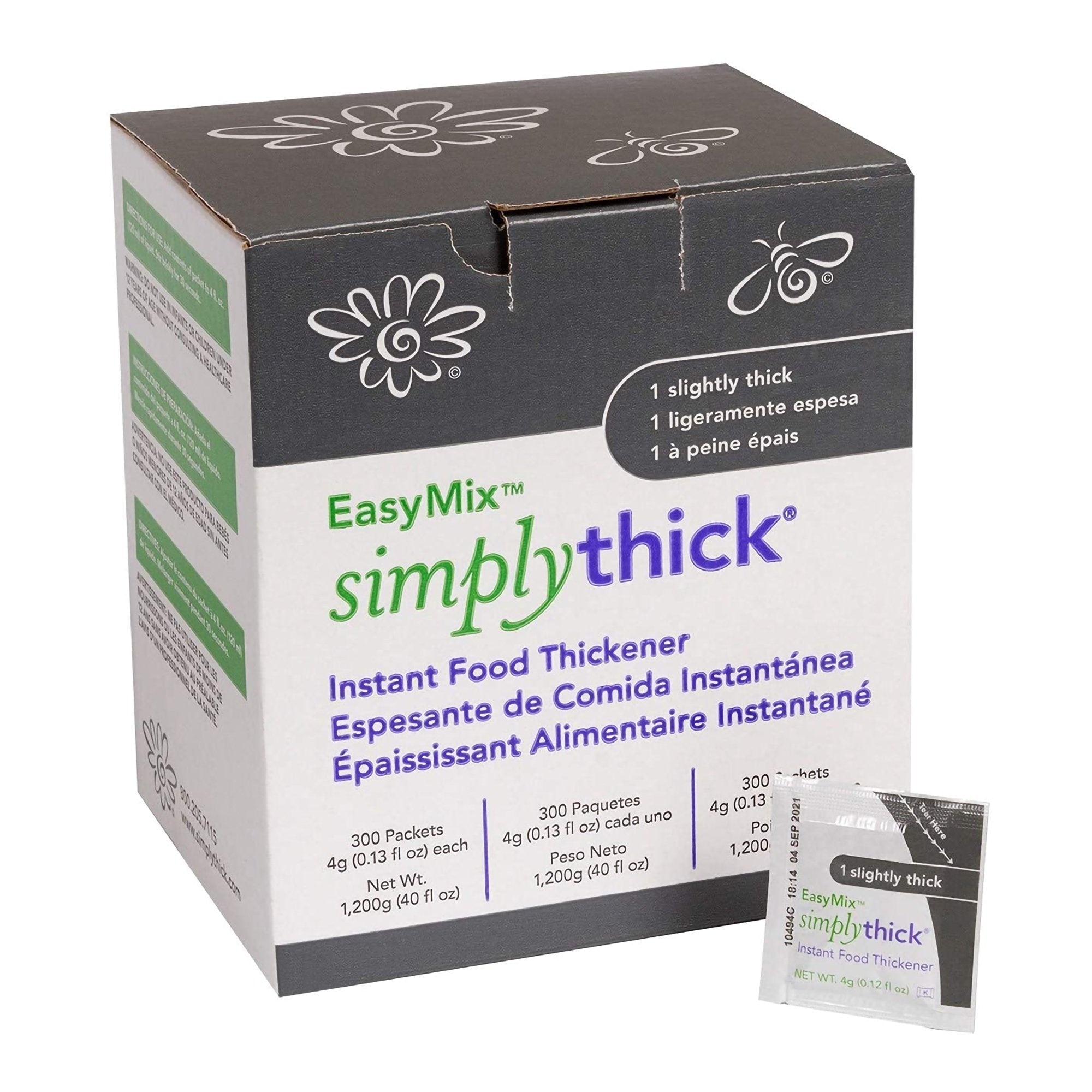 Food and Beverage Thickener SimplyThick Easy Mix 4 oz. Individual Packet Unflavored Gel IDDSI Level 1 Slightly Thick, Packaging Type- Box