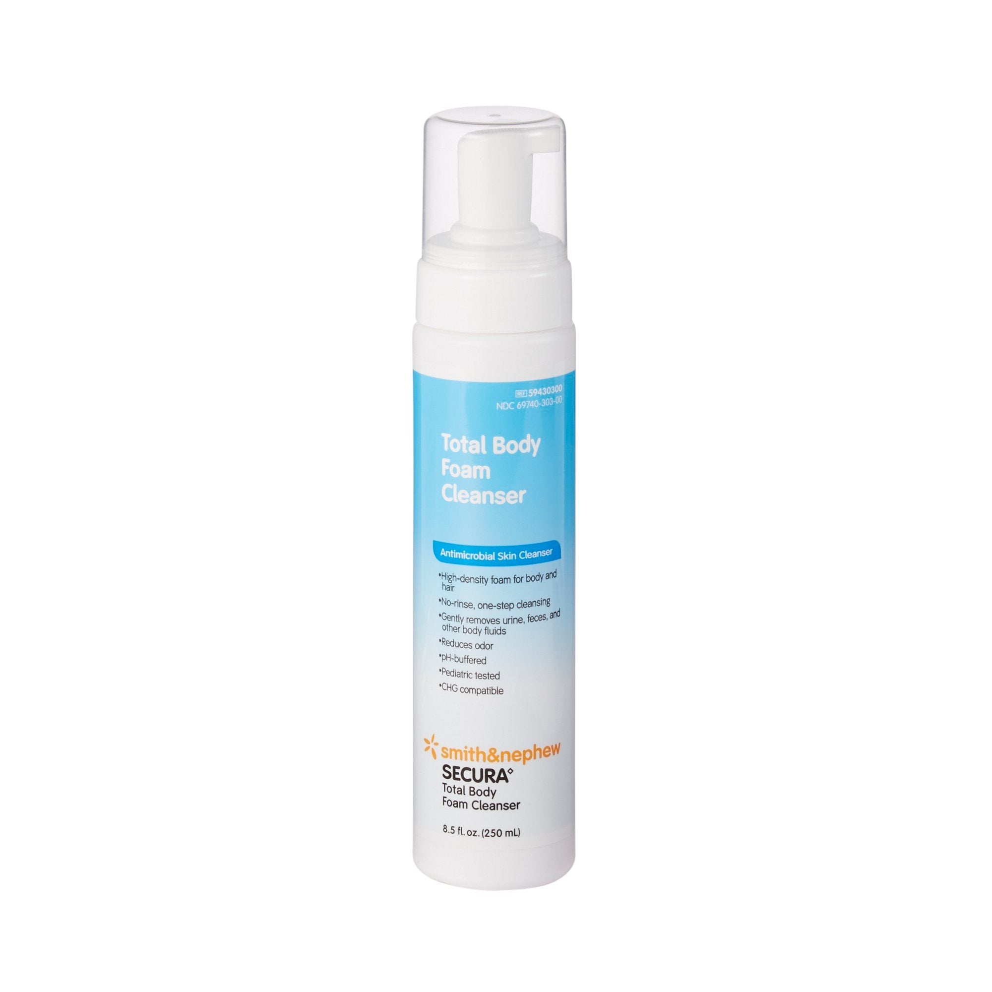 Rinse Free Antimicrobial Body Wash Secura Total Body Foaming 8.5 oz. Pump Bottle Scented