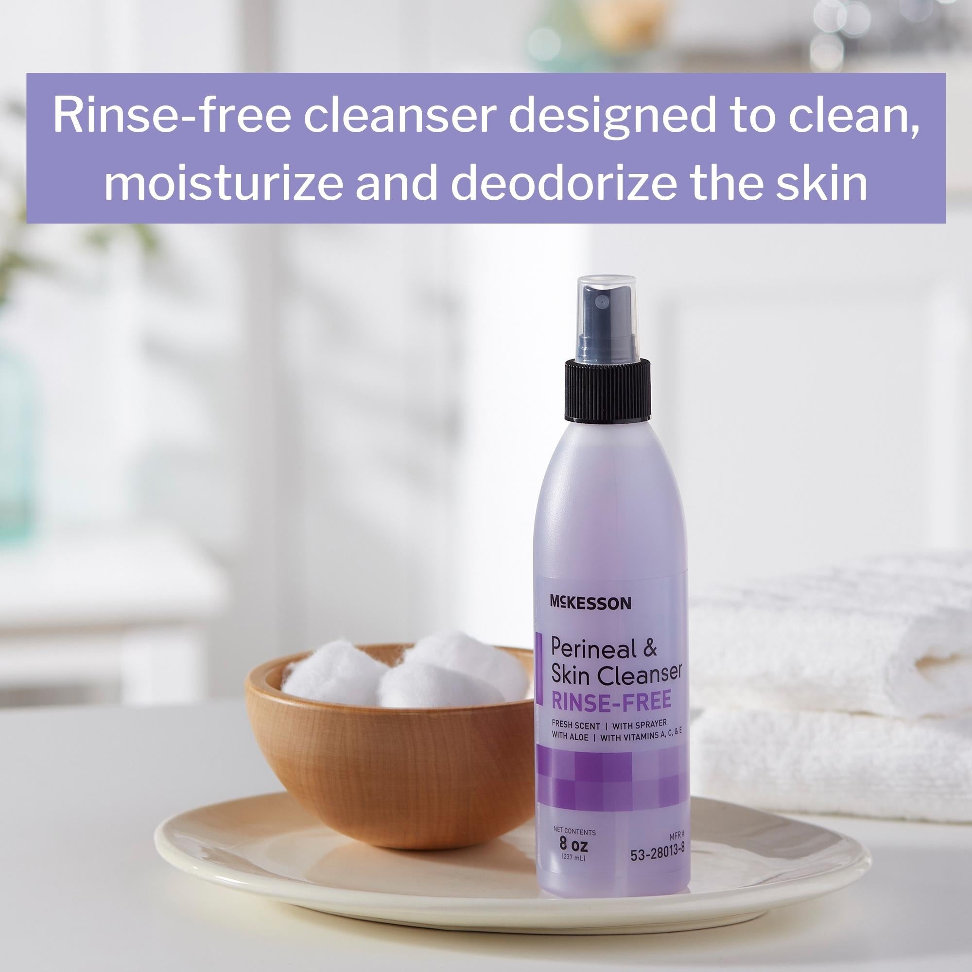rinse free perineal wash mckesson liquid 8 oz pump bottle fresh scent packaging type case