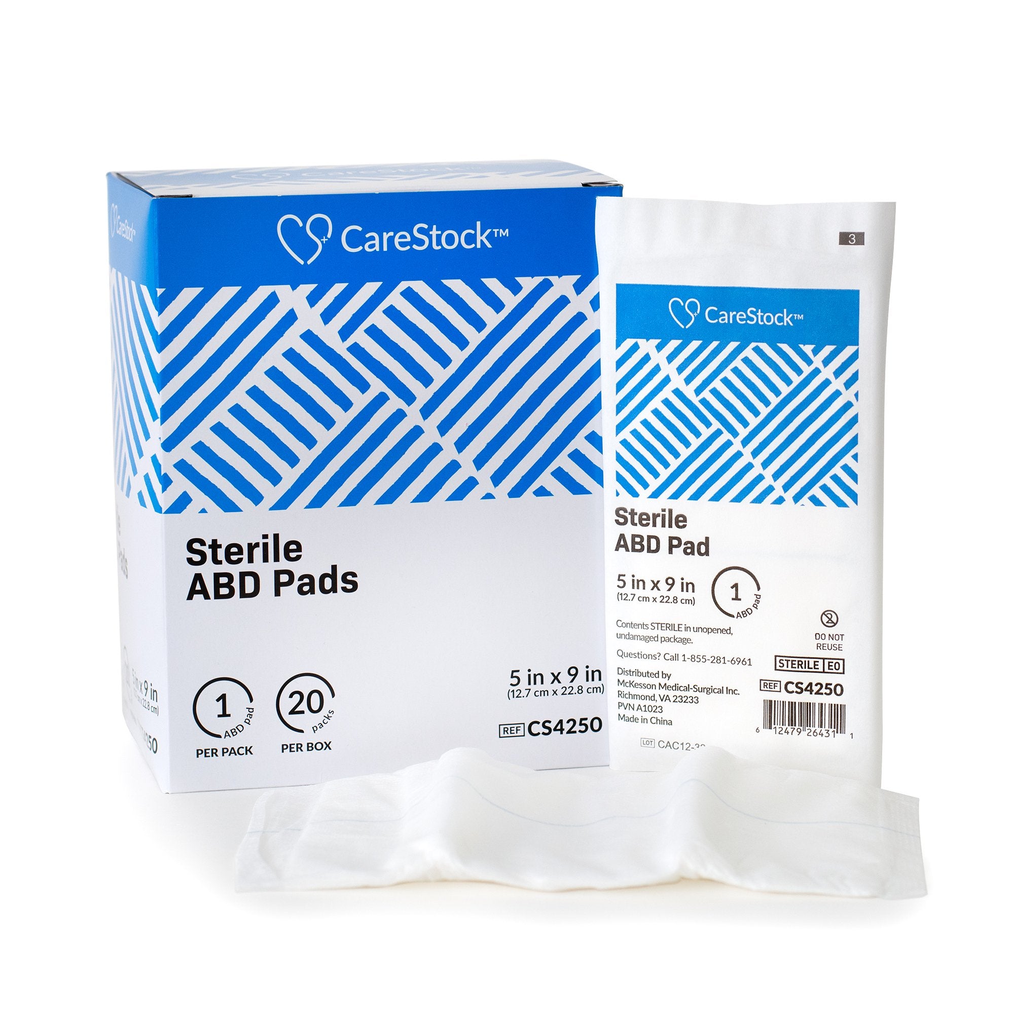 Abdominal Pad CareStock 5 X 9 Inch Sterile 1 per Pack, Packaging Type- Box