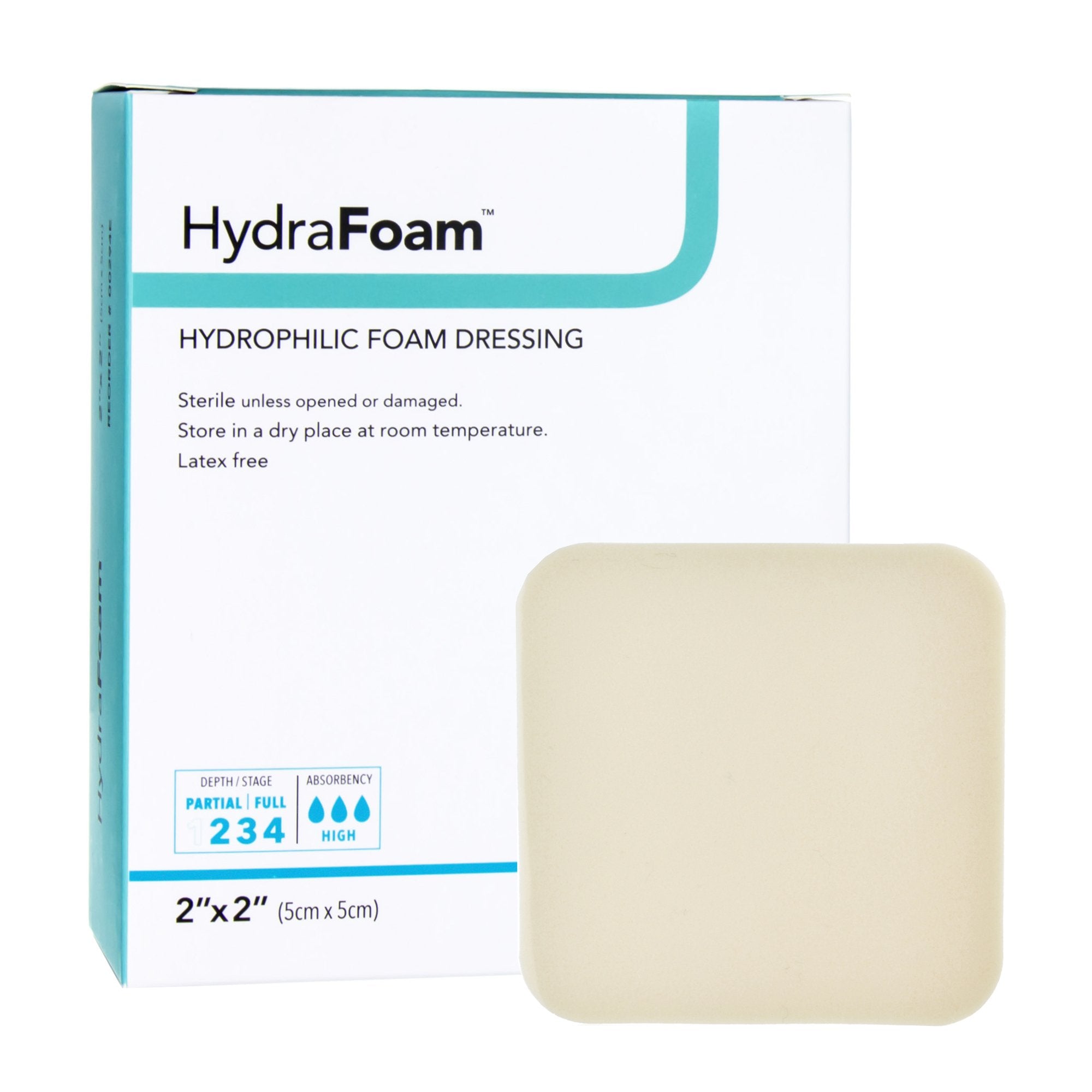 Foam Dressing HydraFoam 2 X 2 Inch Without Border Waterproof Backing Nonadhesive Square Sterile, Packaging Type- Box