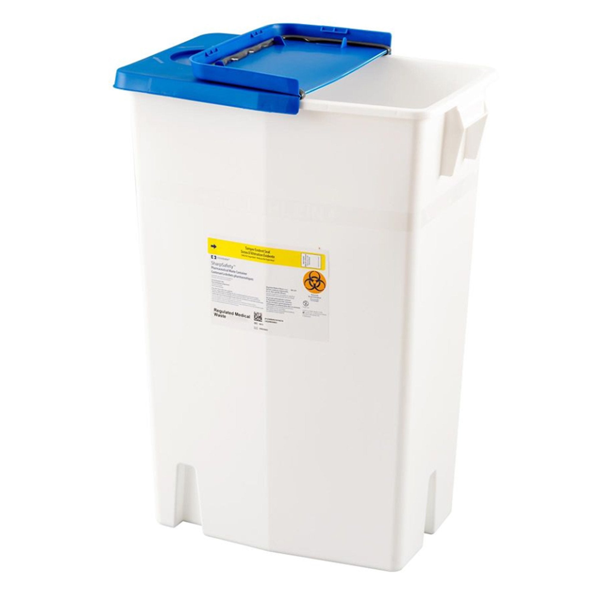 Pharmaceutical Waste Container PharmaSafety White Base 26 H X 12-3/4 D X 18-1/4 W Inch Vertical Entry 18 Gallon