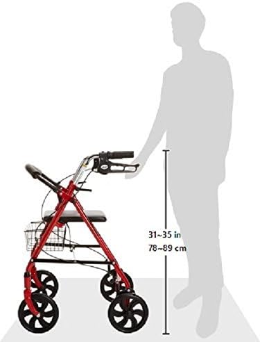 rollator 4 wheel with pouch padded seat red drive