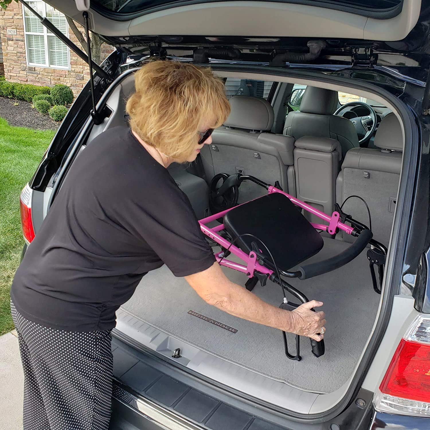 rollator aluminum height adjustable pink