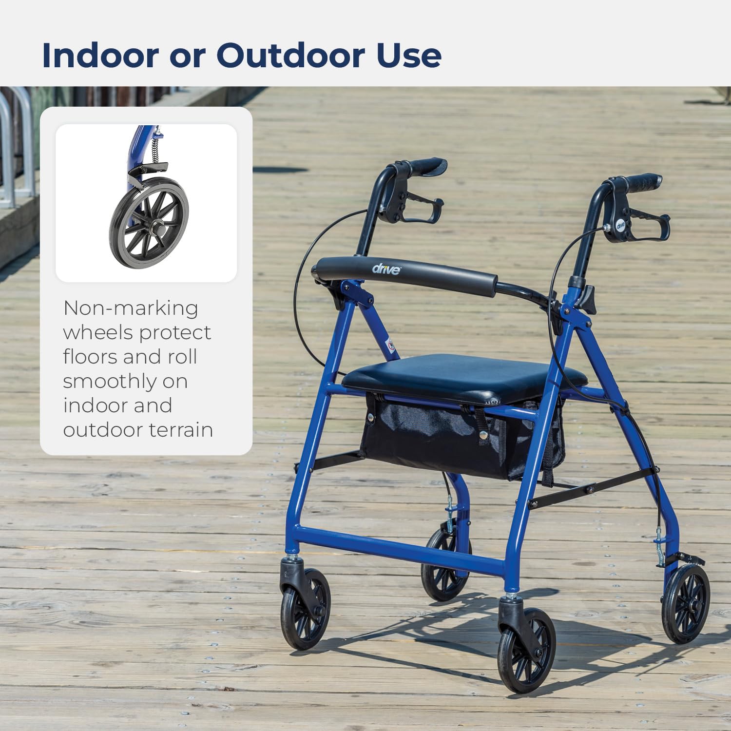rollator aluminum w fold up remov back padded seat blue