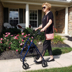 rollator steel 6 wheels blue 300 lb weight cap
