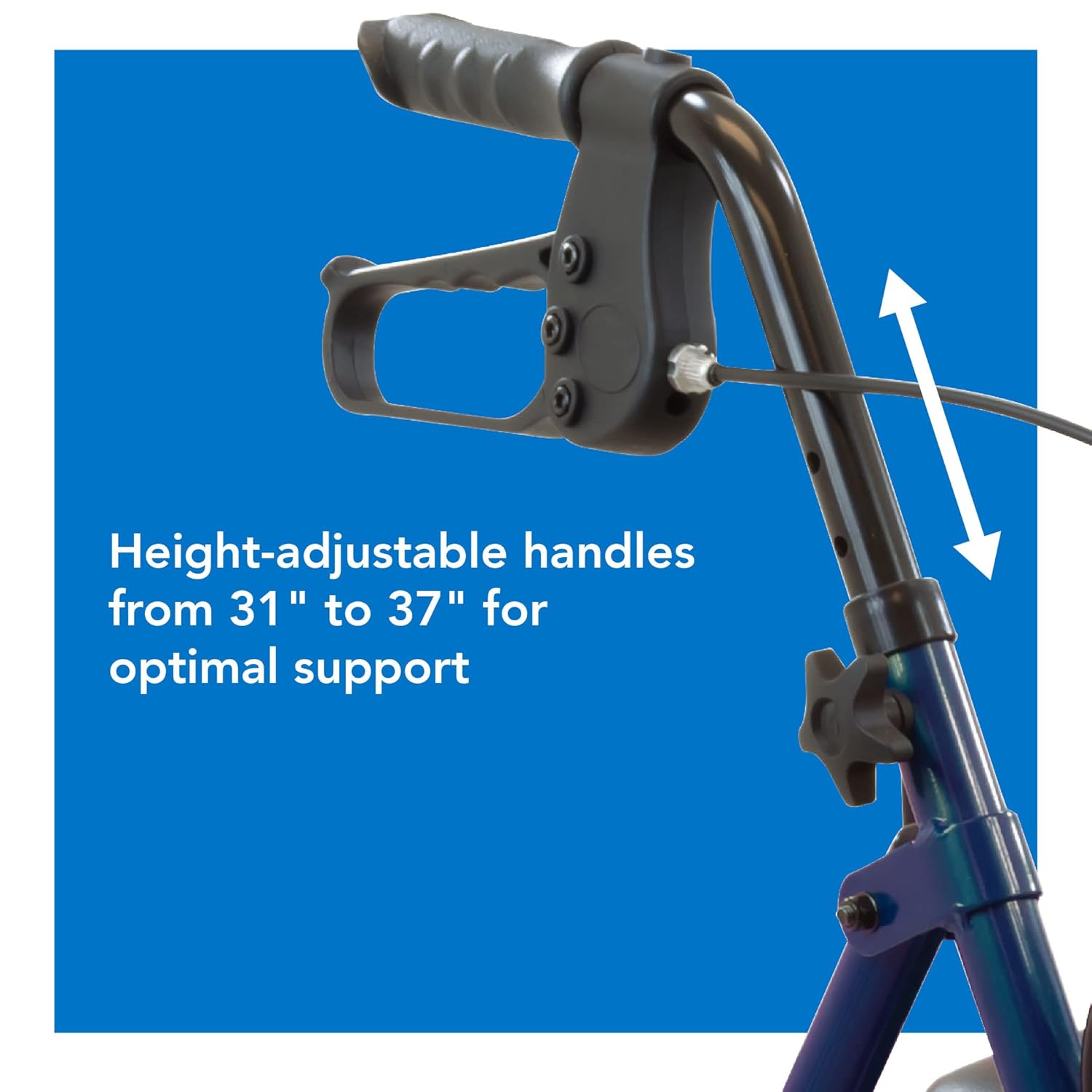 rollator steel 6 wheels blue 300 lb weight cap