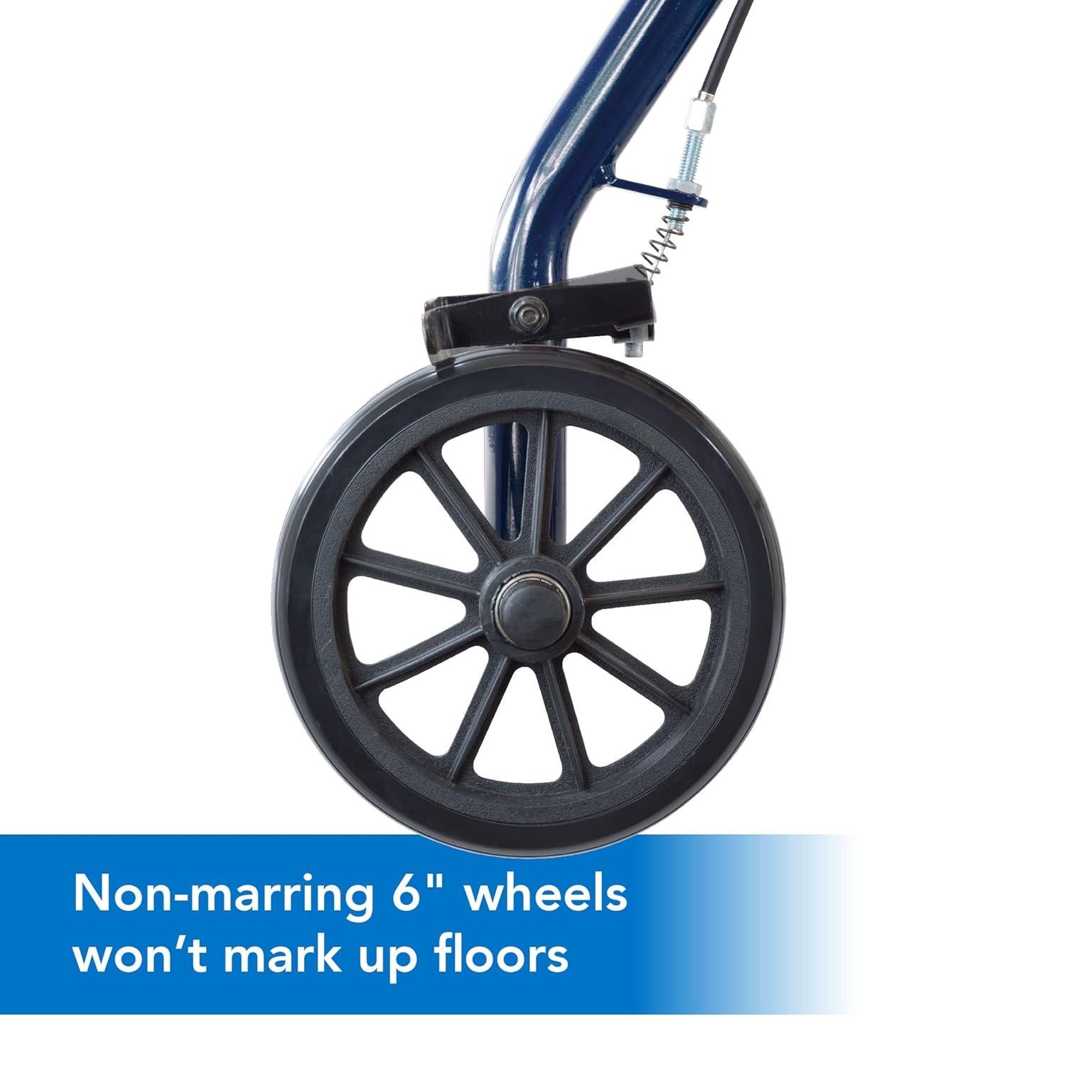 rollator steel 6 wheels blue 300 lb weight cap