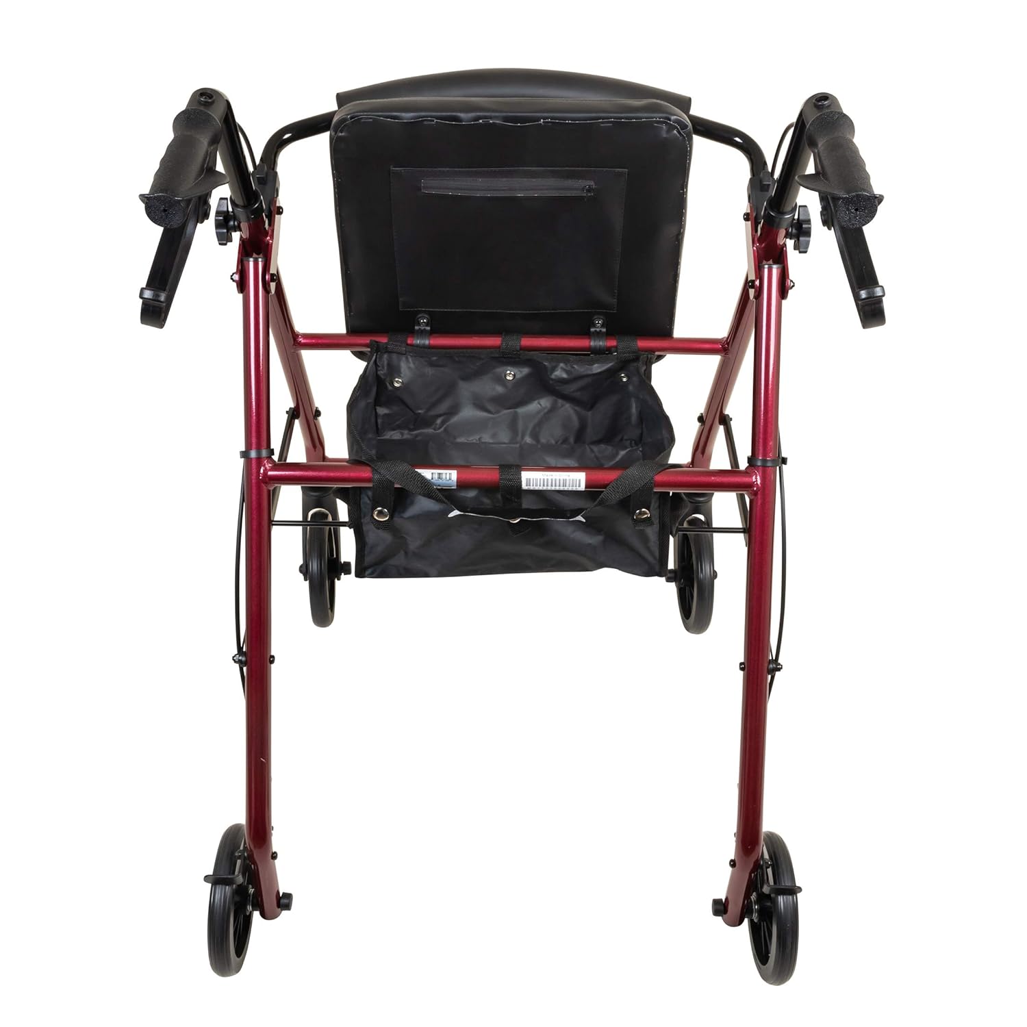 rollator steel 6 wheels burgundy 300 lb weight cap