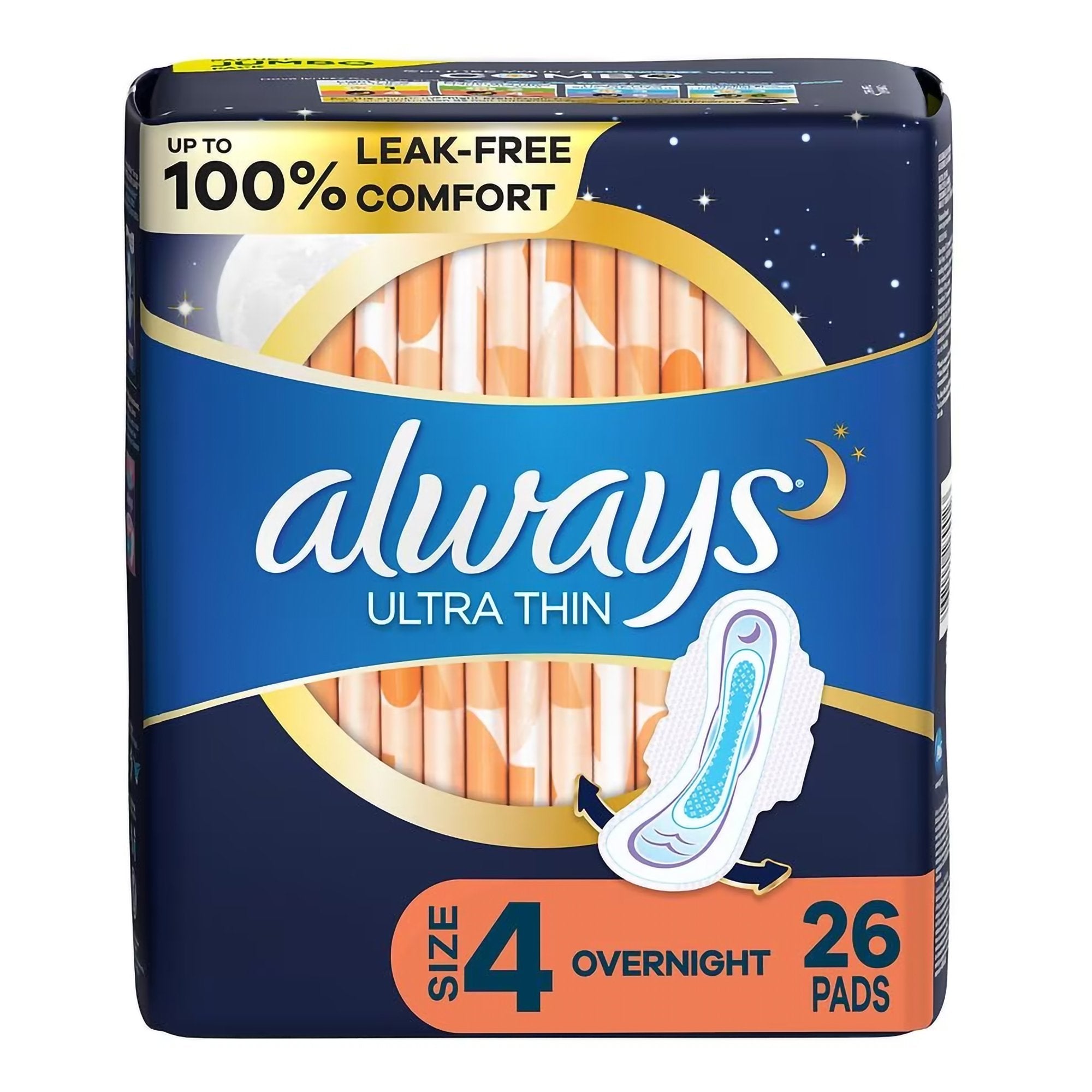 Feminine Pad Always Ultra Thin Overnight / With Wings Heavy Absorbency, Packaging Type- Case