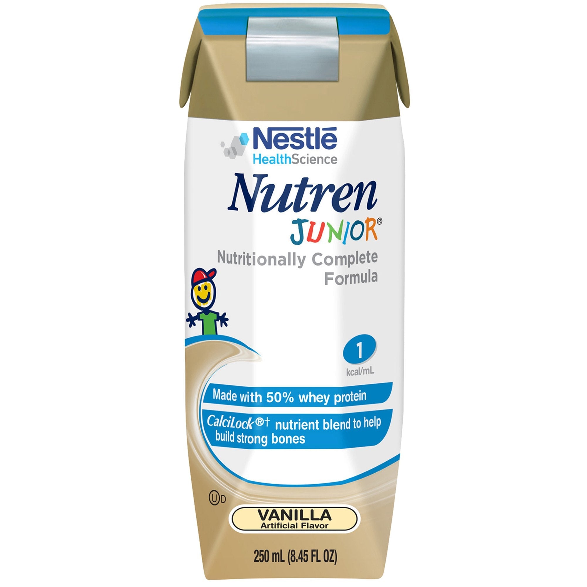 Pediatric Oral Supplement Nutren Junior Vanilla Flavor 8.45 oz. Tetra Prisma Liquid Whey Protein Lactose Intolerance