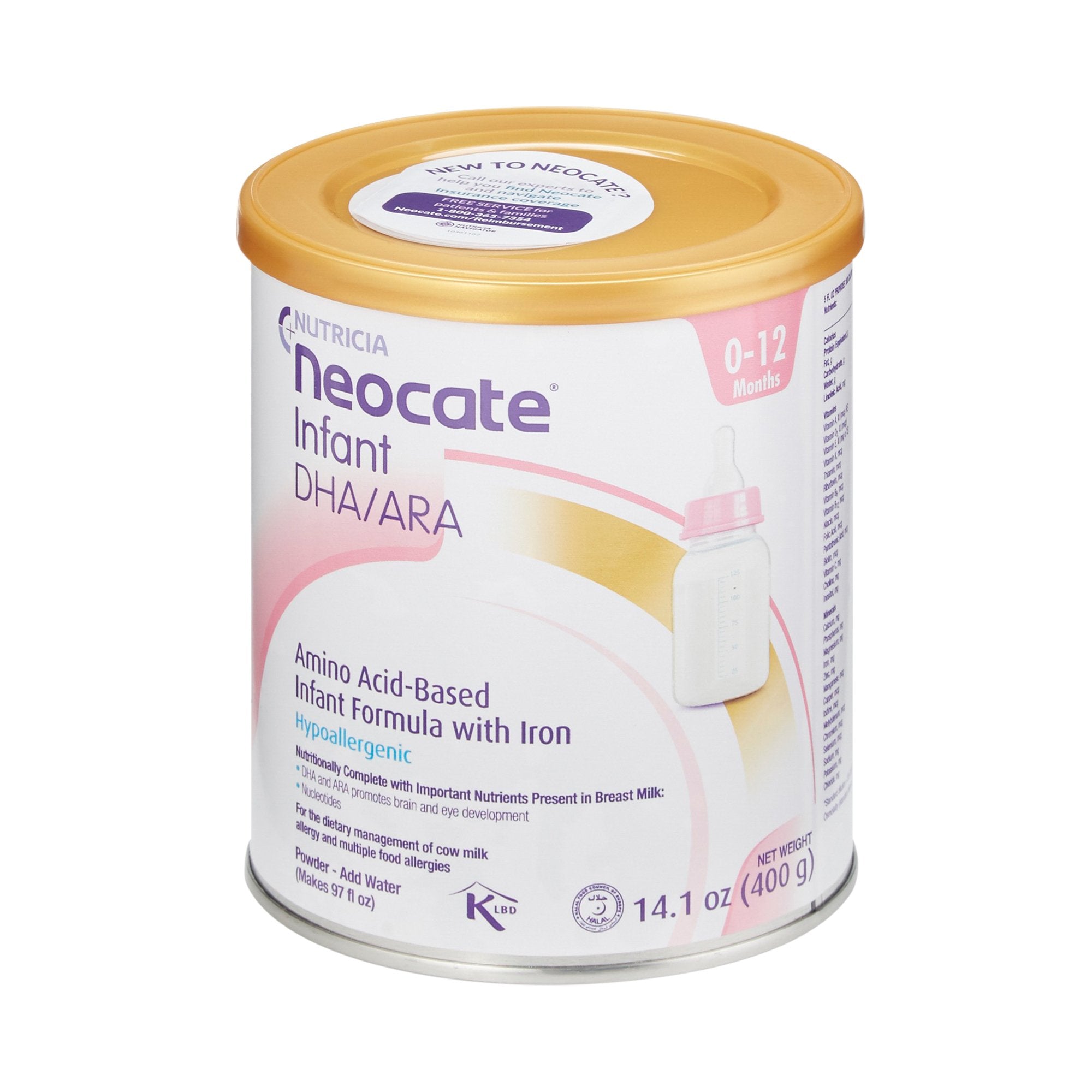 Infant Formula Neocate DHA & ARA Unflavored 14.1 oz. Can Powder Food Allergies