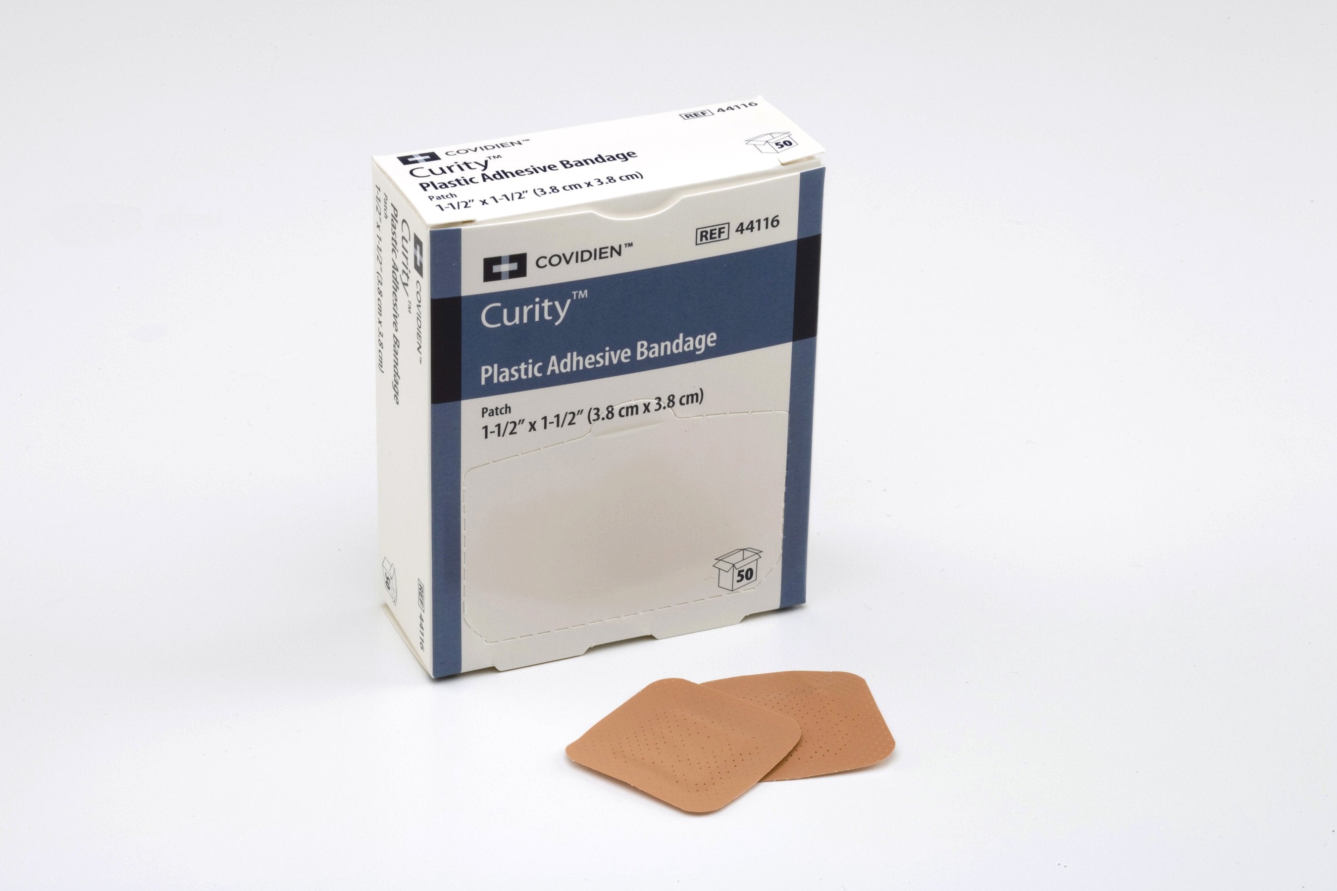 Adhesive Spot Bandage Curity 1-1/2 Inch Plastic Square Tan Sterile, Packaging Type- Box