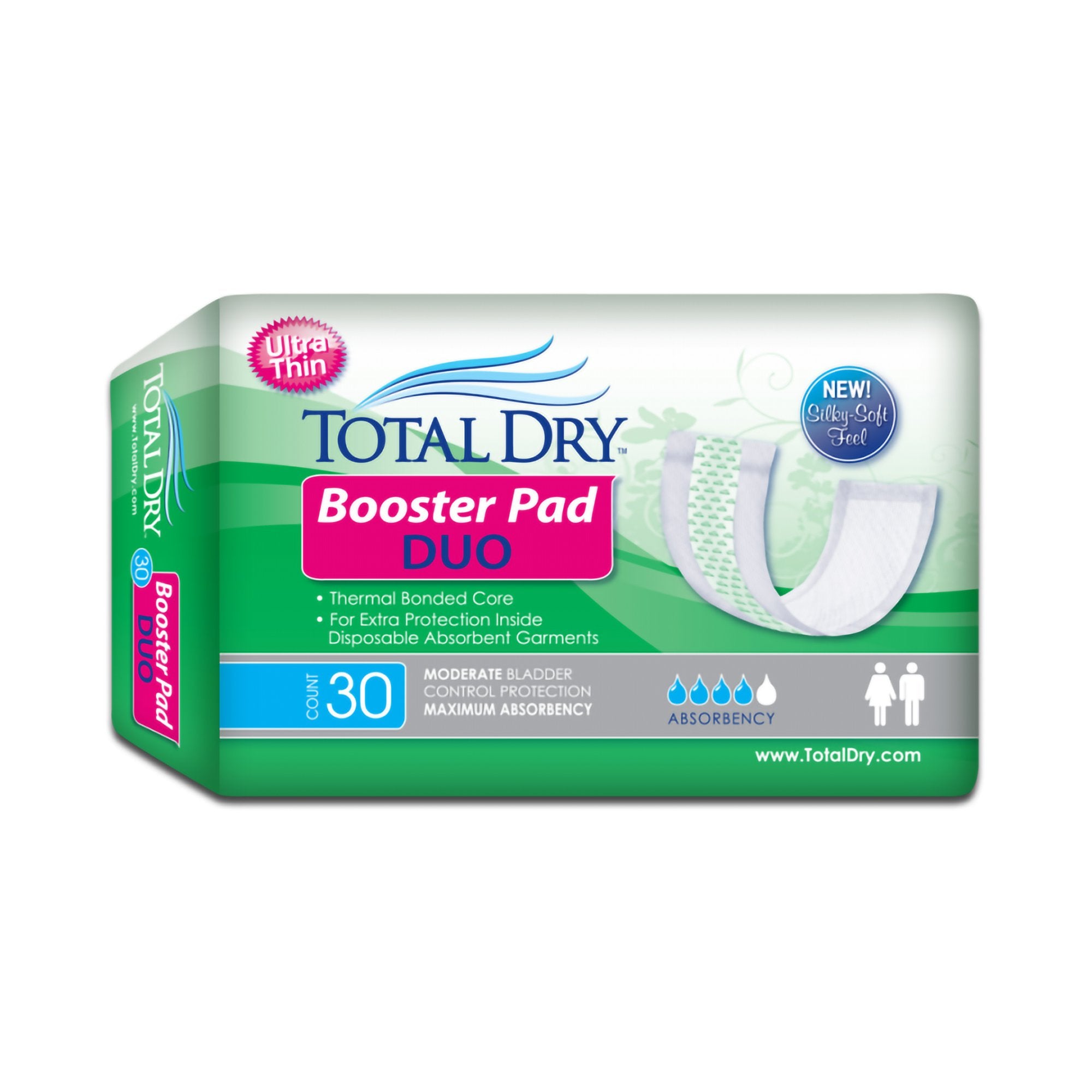 Booster Pad TotalDry Booster Pad Duo 12 Inch Length Heavy Absorbency SecureLoc Core One Size Fits Most, Packaging Type- Case