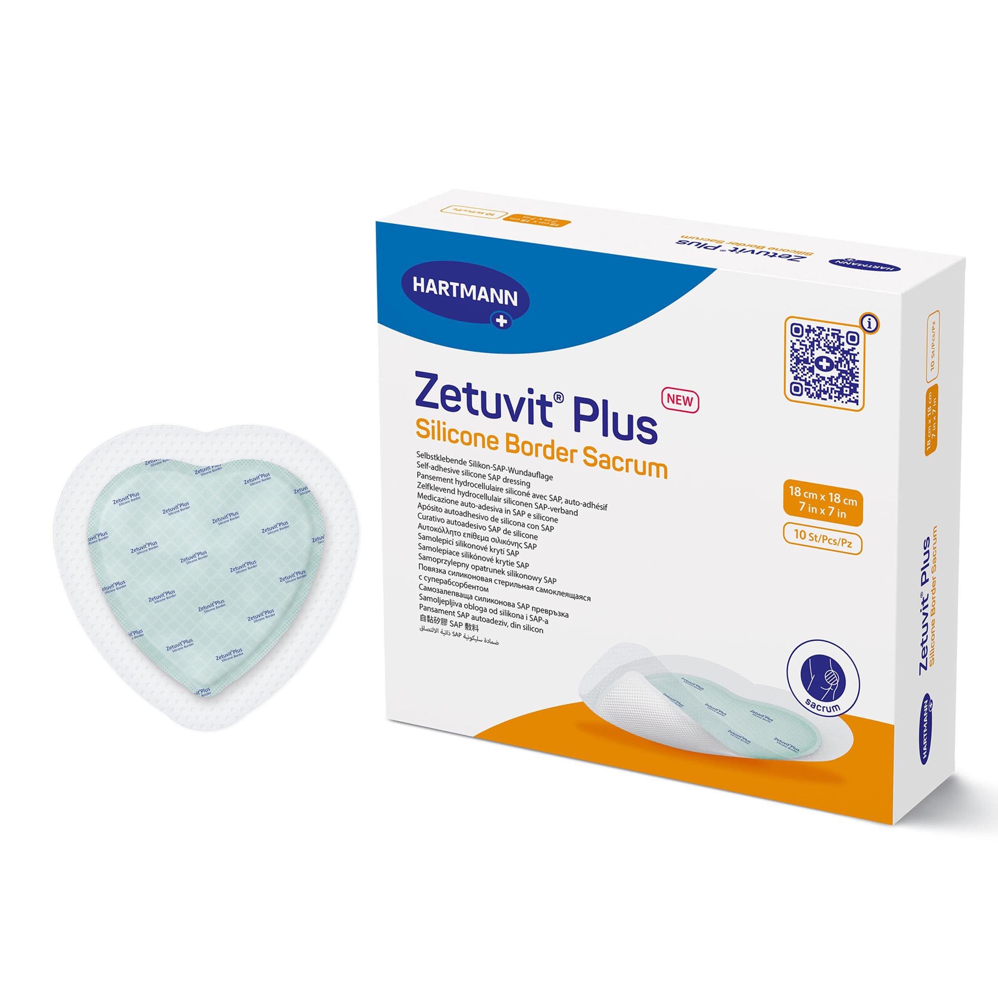 Super Absorbent Dressing Zetuvit® Plus Silicone Border Silicone Adhesive 7 X 7 Inch Sacral