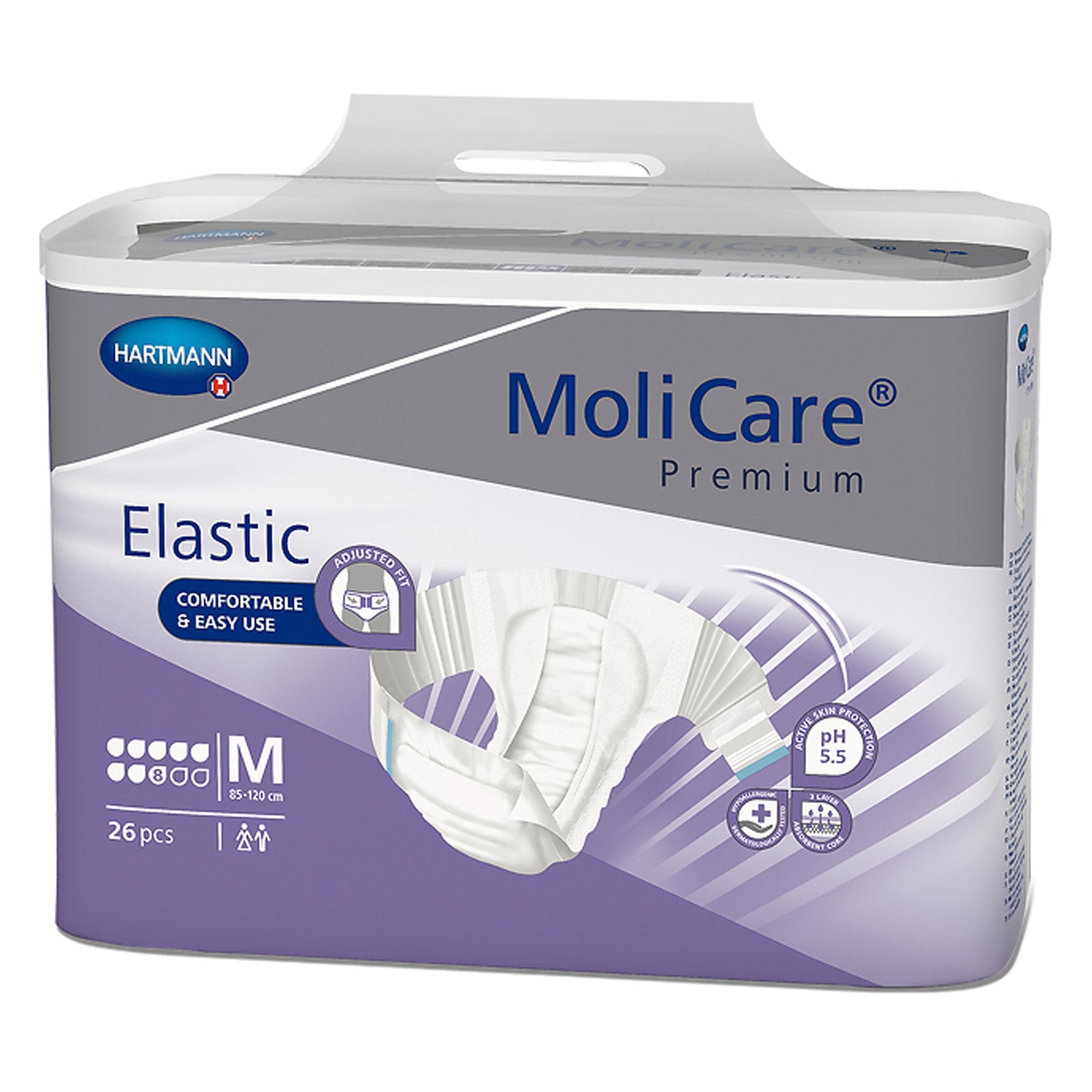 Unisex Adult Incontinence Brief MoliCare Premium Elastic 8D Medium Disposable Heavy Absorbency, Packaging Type- Case