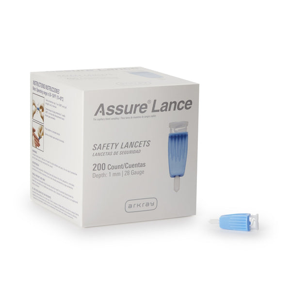 Safety Lancet Assure 28 Gauge Protective Safety Cap Push Button Activation Finger