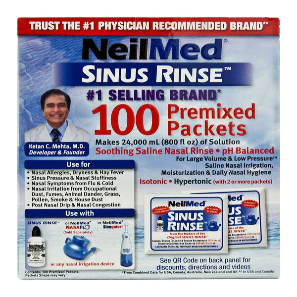 Saline Nasal Rinse Kit Neilmed Sinus Rinse 100 Packets