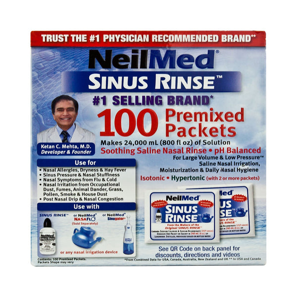 Saline Nasal Rinse Kit Neilmed Sinus Rinse 100 Packets