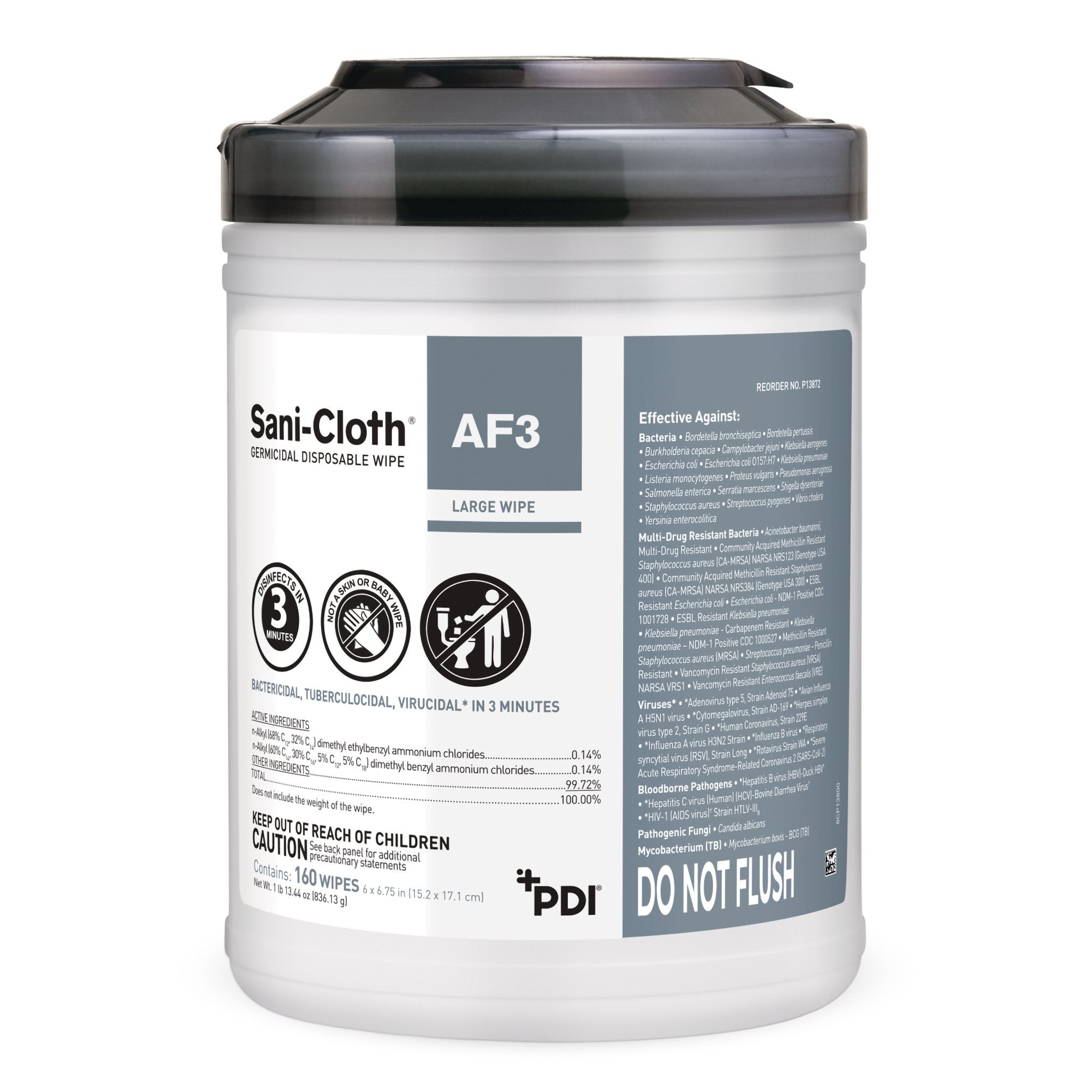 Sani Cloth AF3 Surface Disinfectant Cleaner Premoistened Germicidal Manual Pull Wipe 160 Count Canister Mild Scent NonSterile