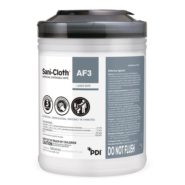 Sani Cloth AF3 Surface Disinfectant Cleaner Premoistened Germicidal Manual Pull Wipe 160 Count Canister Mild Scent NonSterile