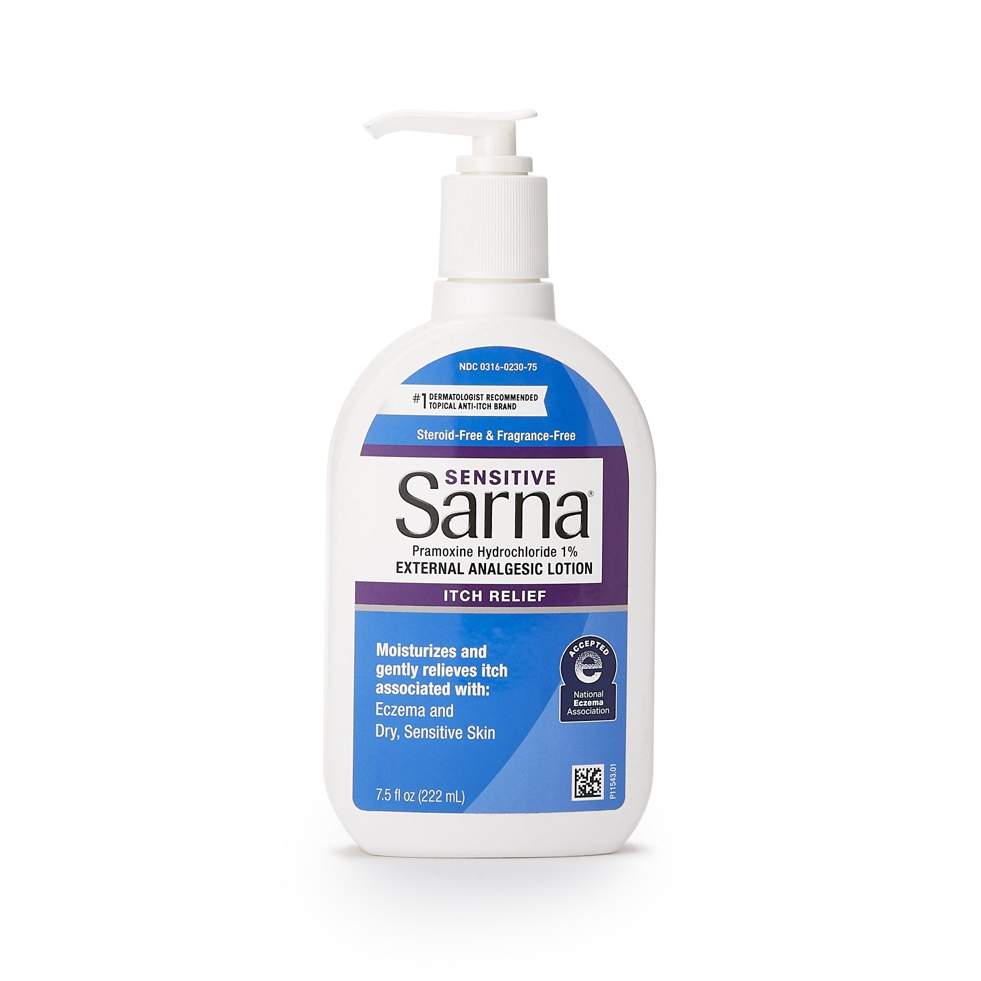 Anti Itch Hand and Body Lotion Sarna Sensitive 7.5 oz. Pump Bottle Unscented Lotion