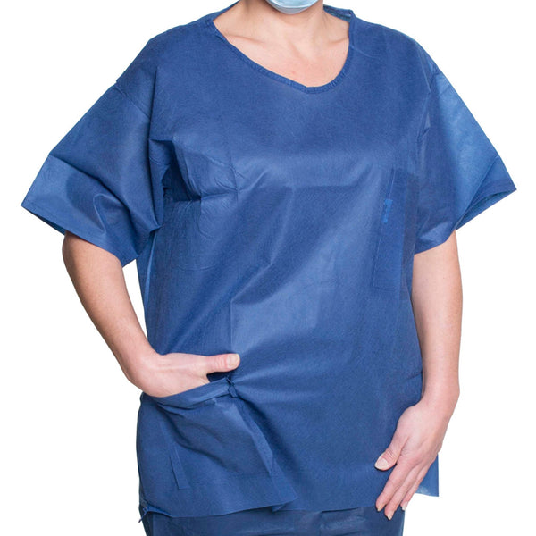 Scrub Shirt Dukal Large Dark Blue 2 Pockets Short Sleeve Unisex