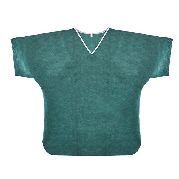 Scrub Shirt Simply Soft Small Green / White Without Pockets Short Sleeve Unisex