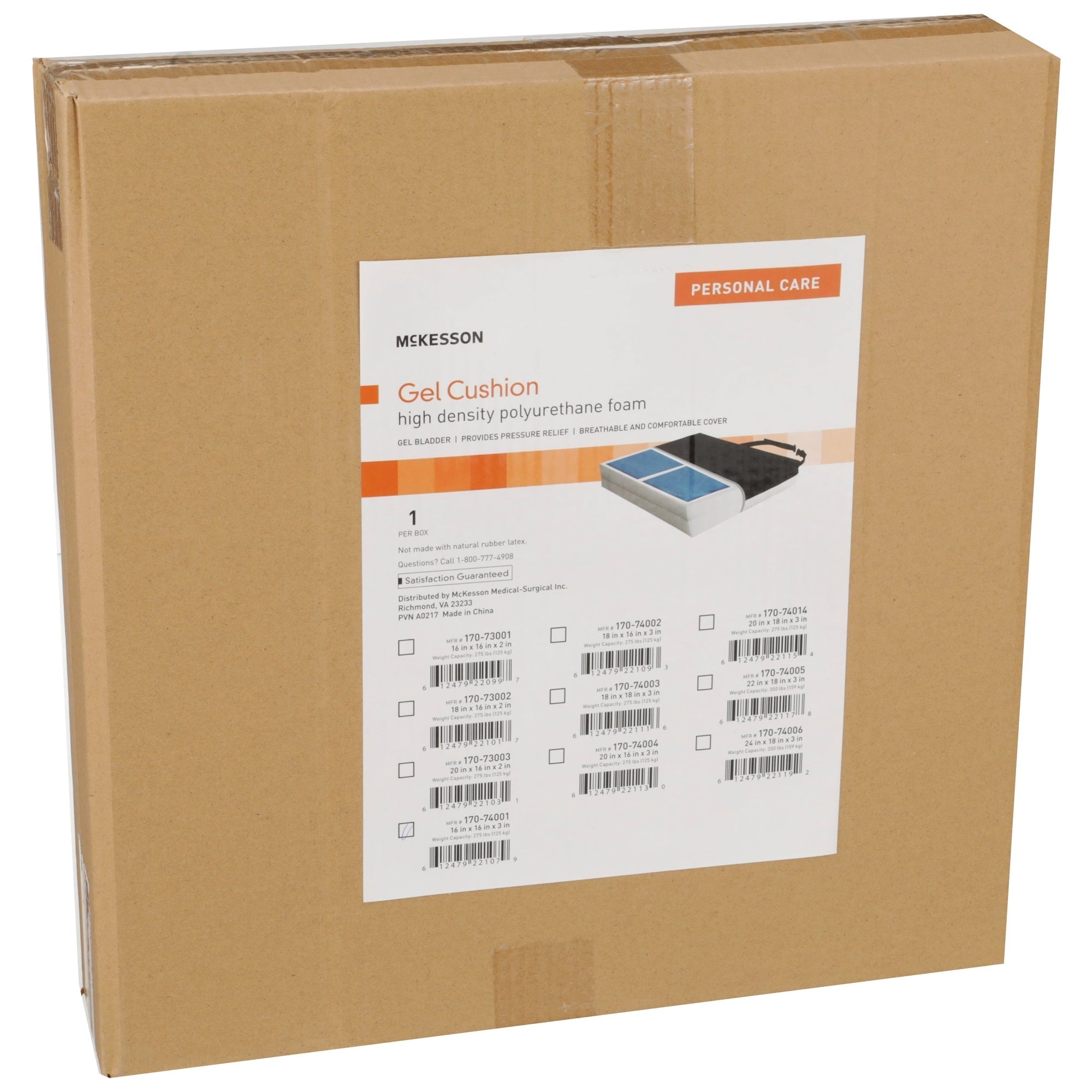 seat cushion mckesson 16 w x 16 l x 3 d inch foam gel packaging type each