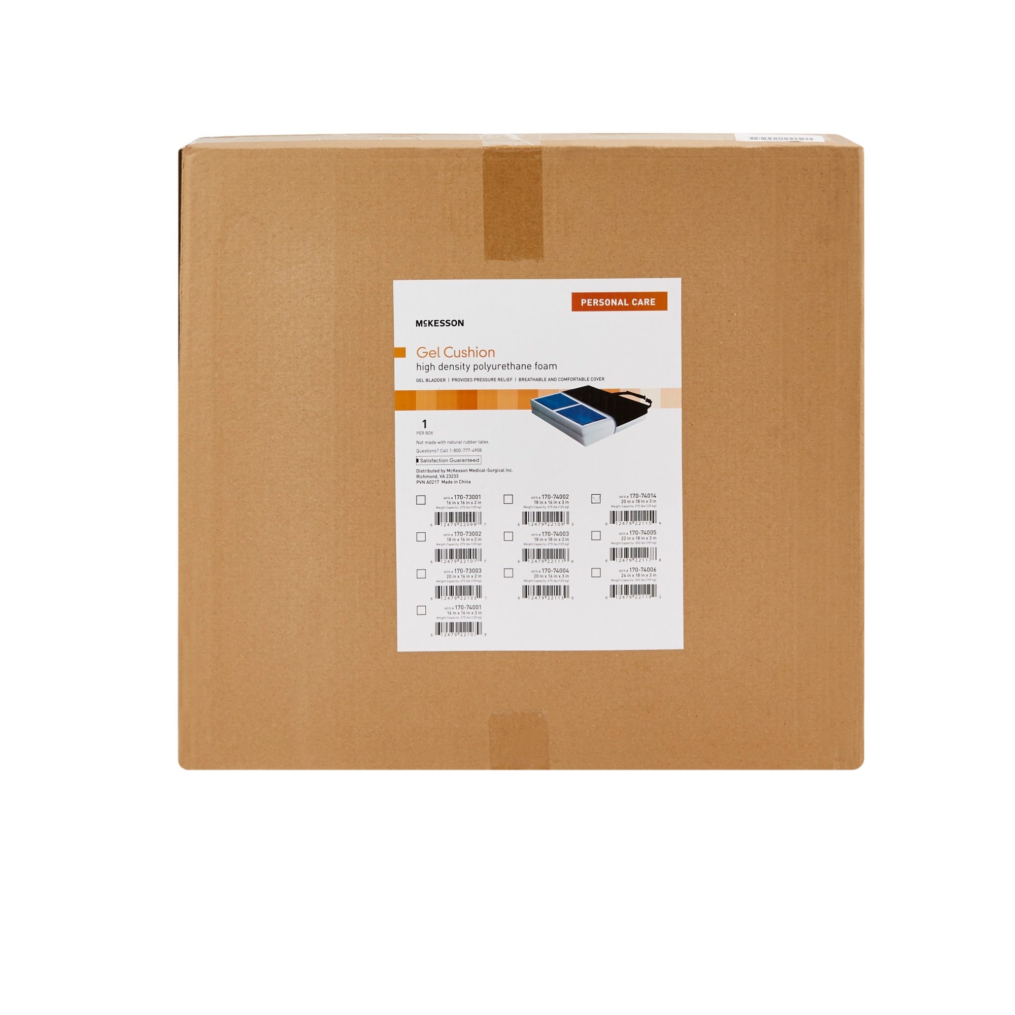 seat cushion mckesson 20 w x 18 l x 3 d inch foam gel packaging type each