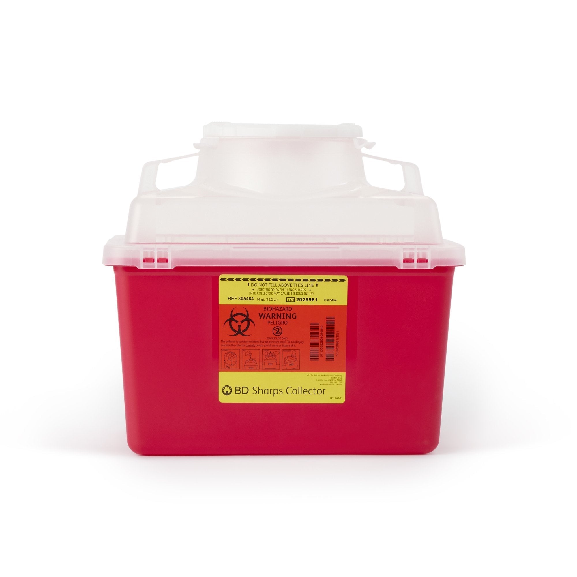Sharps Container BD Red Base 11 1/2 H X 12 4/5 W X 8 4/5 D Inch Vertical Entry 3.5 Gallon