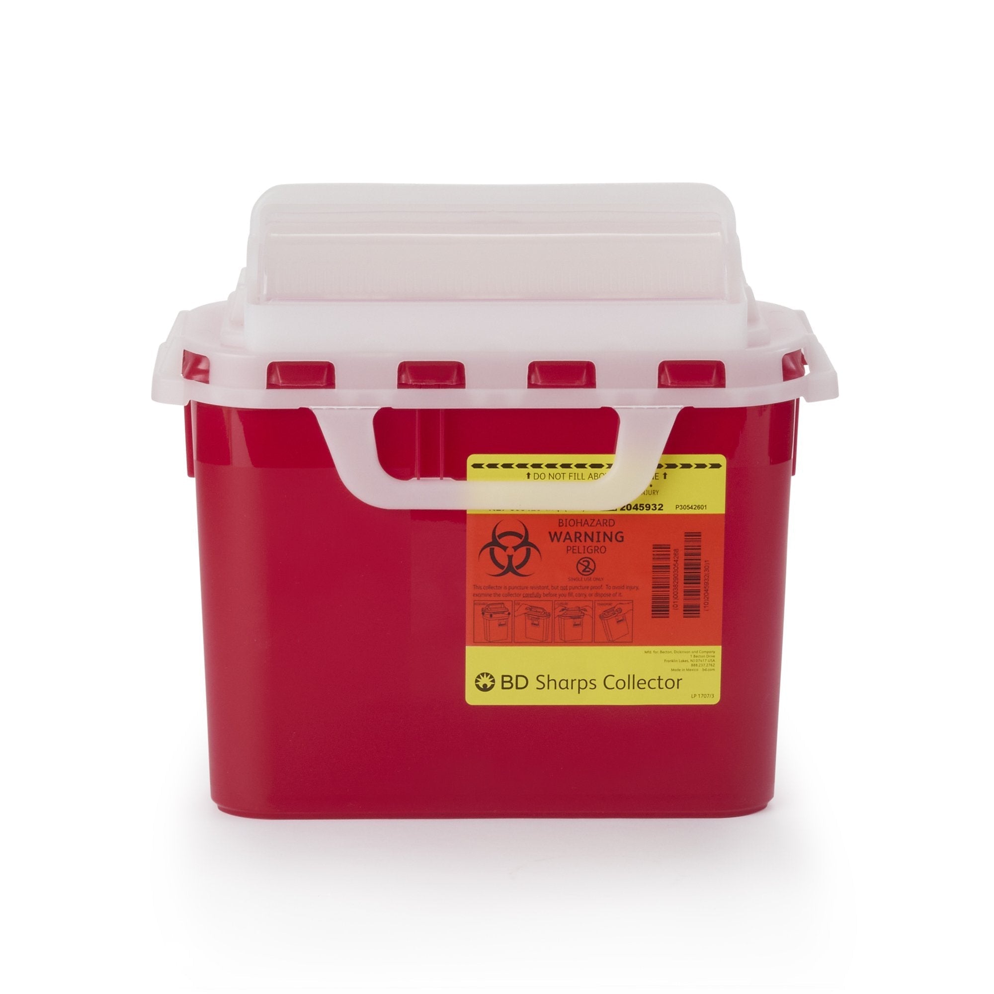 Sharps Container BD Red Base 12 H X 12 W X 4 4/5 D Inch Horizontal Entry 1.35 Gallon