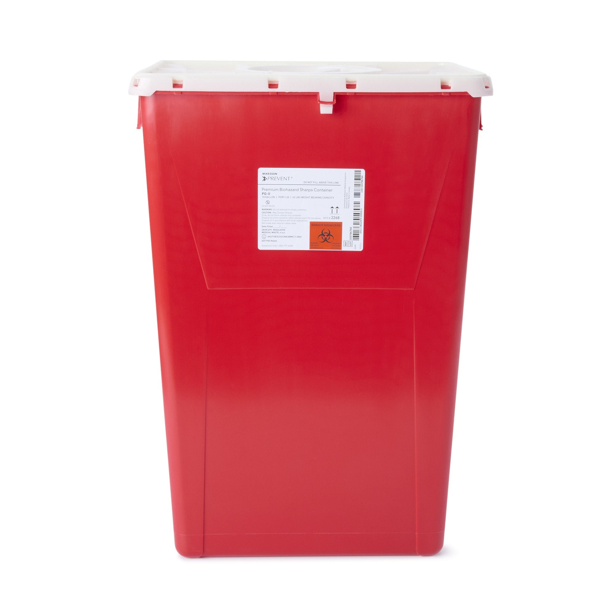 Sharps Container McKesson Prevent Red Base 24 3/5 H X 17 3/10 W X 13 L Inch Vertical Entry 18 Gallon