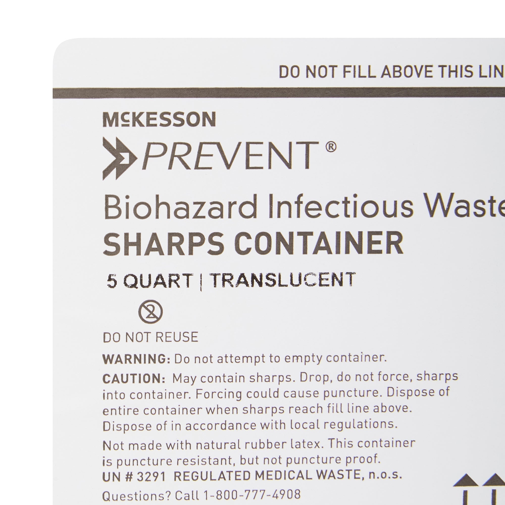 sharps container mckesson prevent translucent base 10 3 4 h x 10 1 2 w x 4 3 4 d inch horizontal entry 1 25 gallon packaging type case