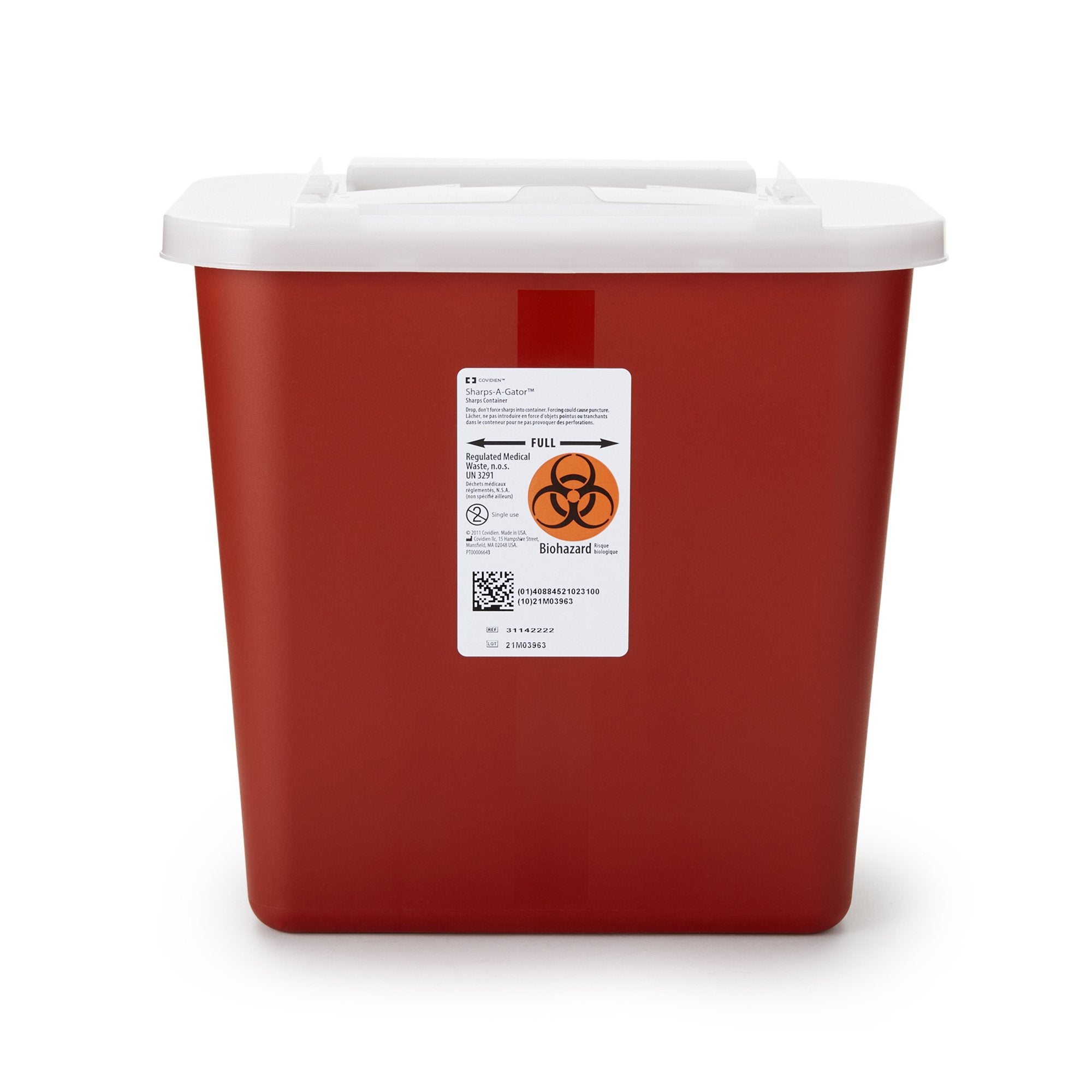 Sharps Container Sharps A Gator Red Base 10 1/4 H X 7 D X 10 1/2 W Inch Vertical Entry 2 Gallon