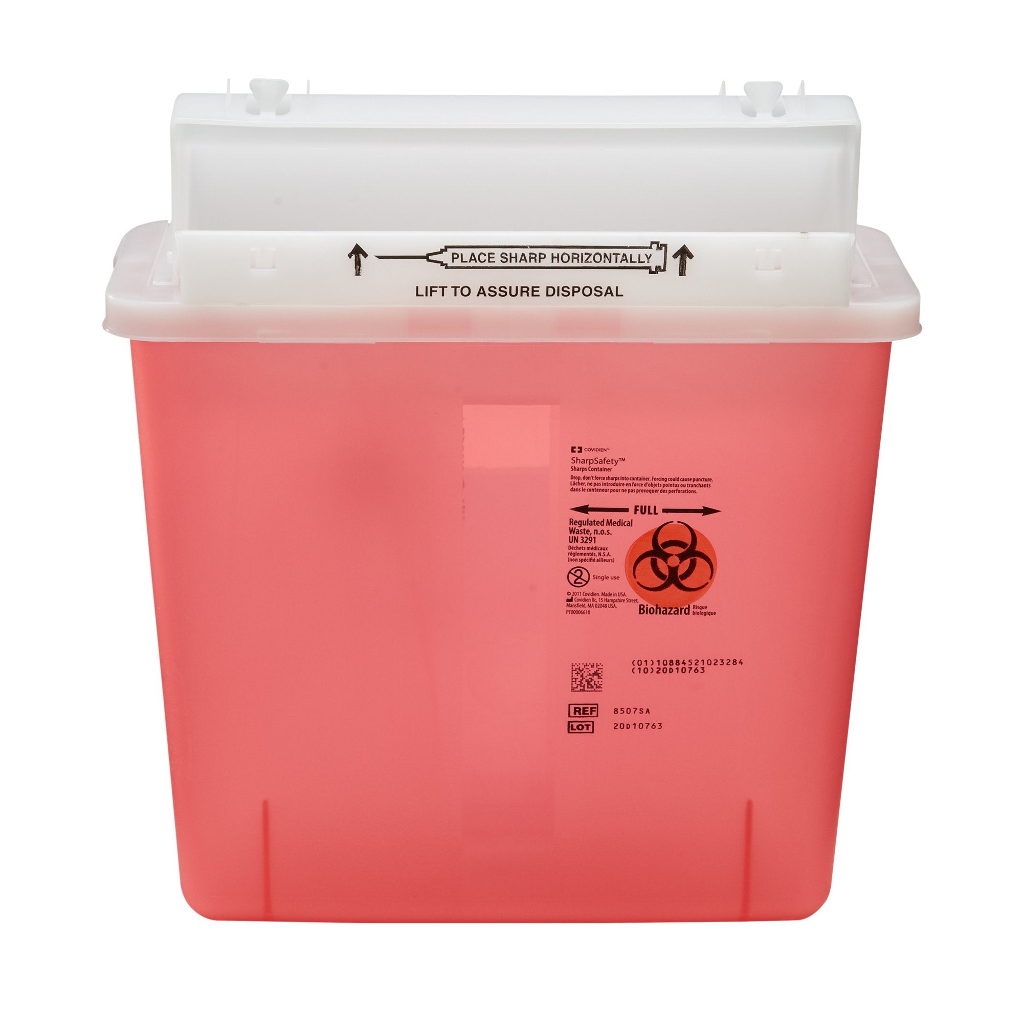 Sharps Container SharpStar In Room Translucent Red Base 12 1/2 H X 5 1/2 D X 10 3/4 W Inch Horizontal Entry 1.25 Gallon